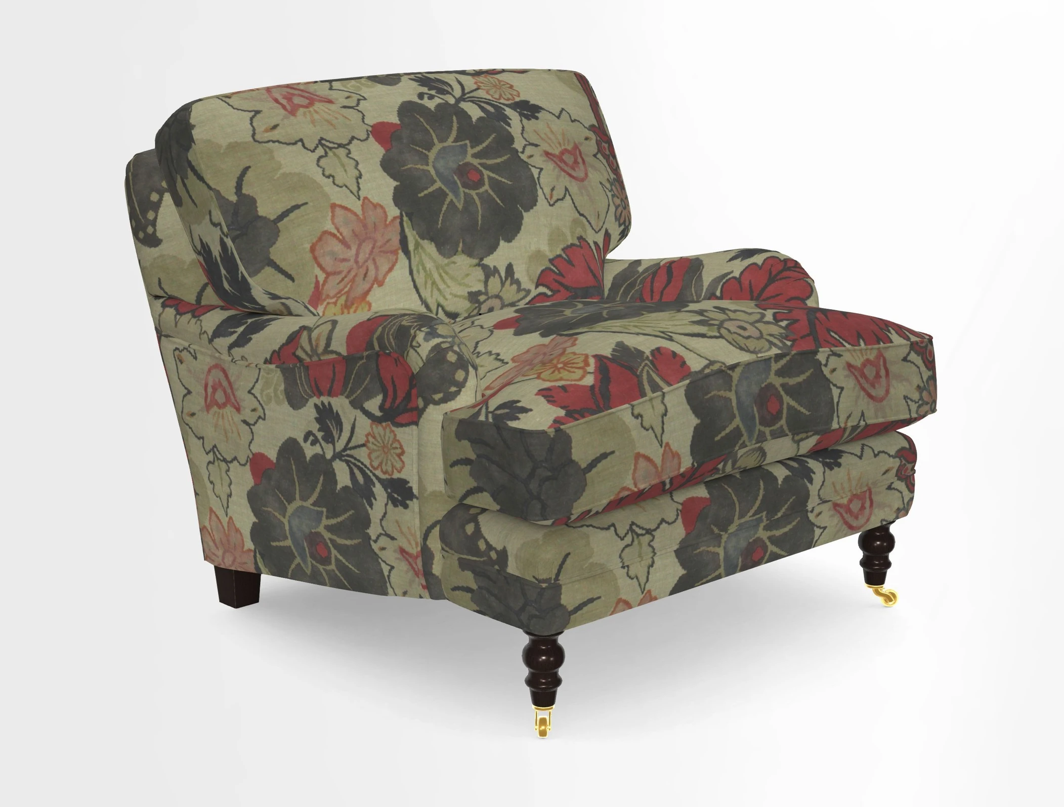 Coates Chair in RHS Gertrude Jekyll Lattice Blue with Seat and Back Cushions in Mohair Velvet Indigo