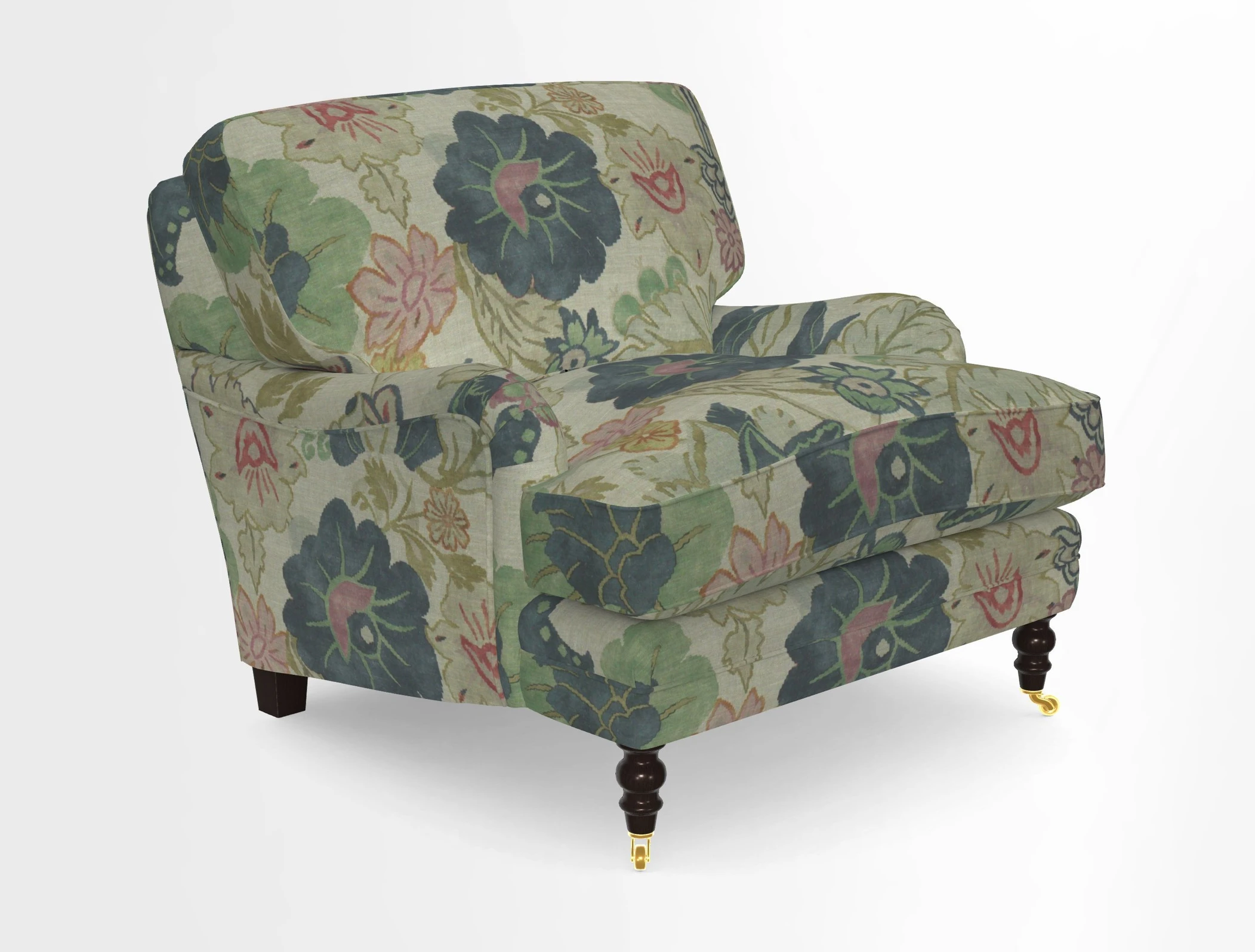 Coates Chair in RHS Gertrude Jekyll Lattice Blue with Seat and Back Cushions in Mohair Velvet Indigo