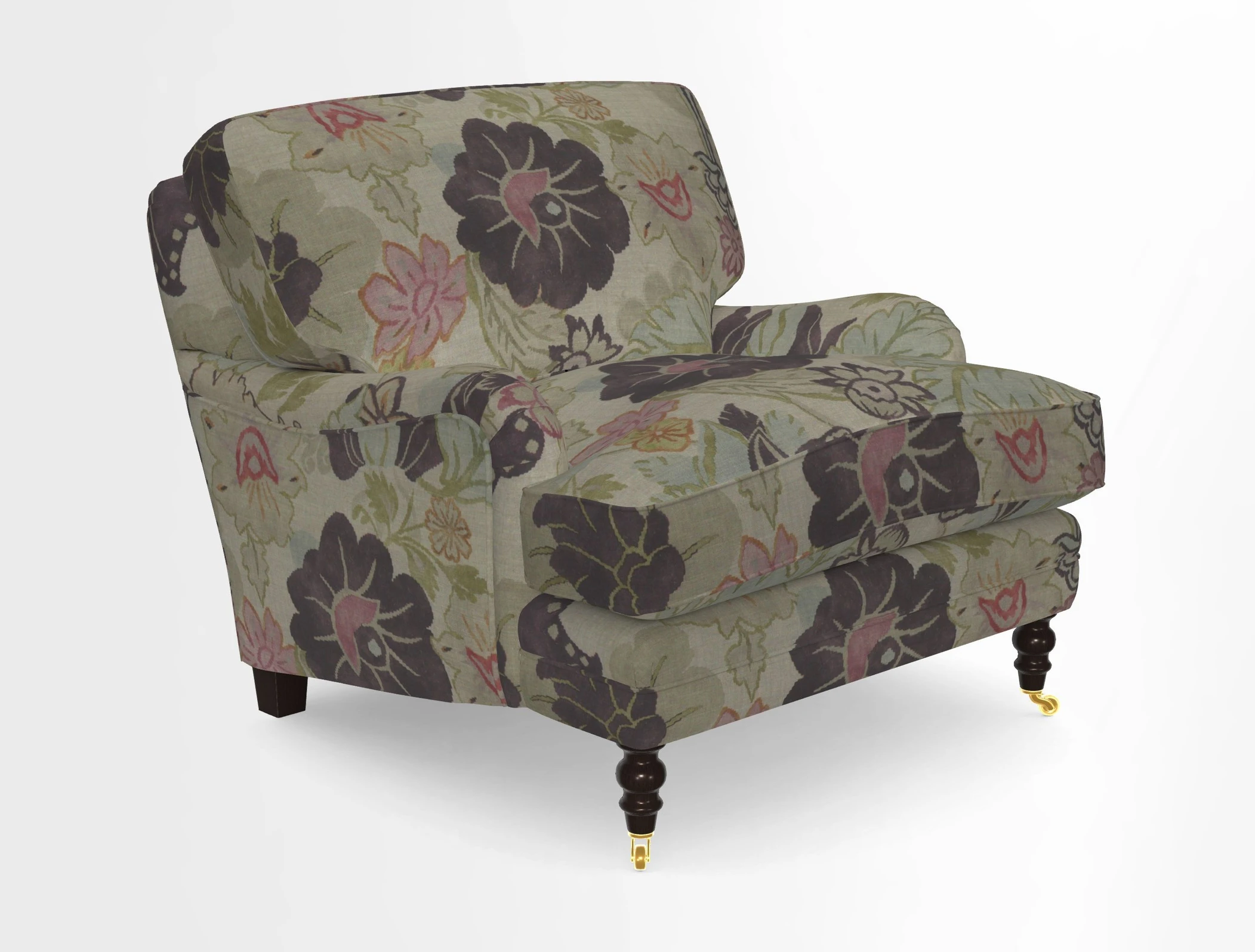 Coates Chair in RHS Gertrude Jekyll Lattice Blue with Seat and Back Cushions in Mohair Velvet Indigo