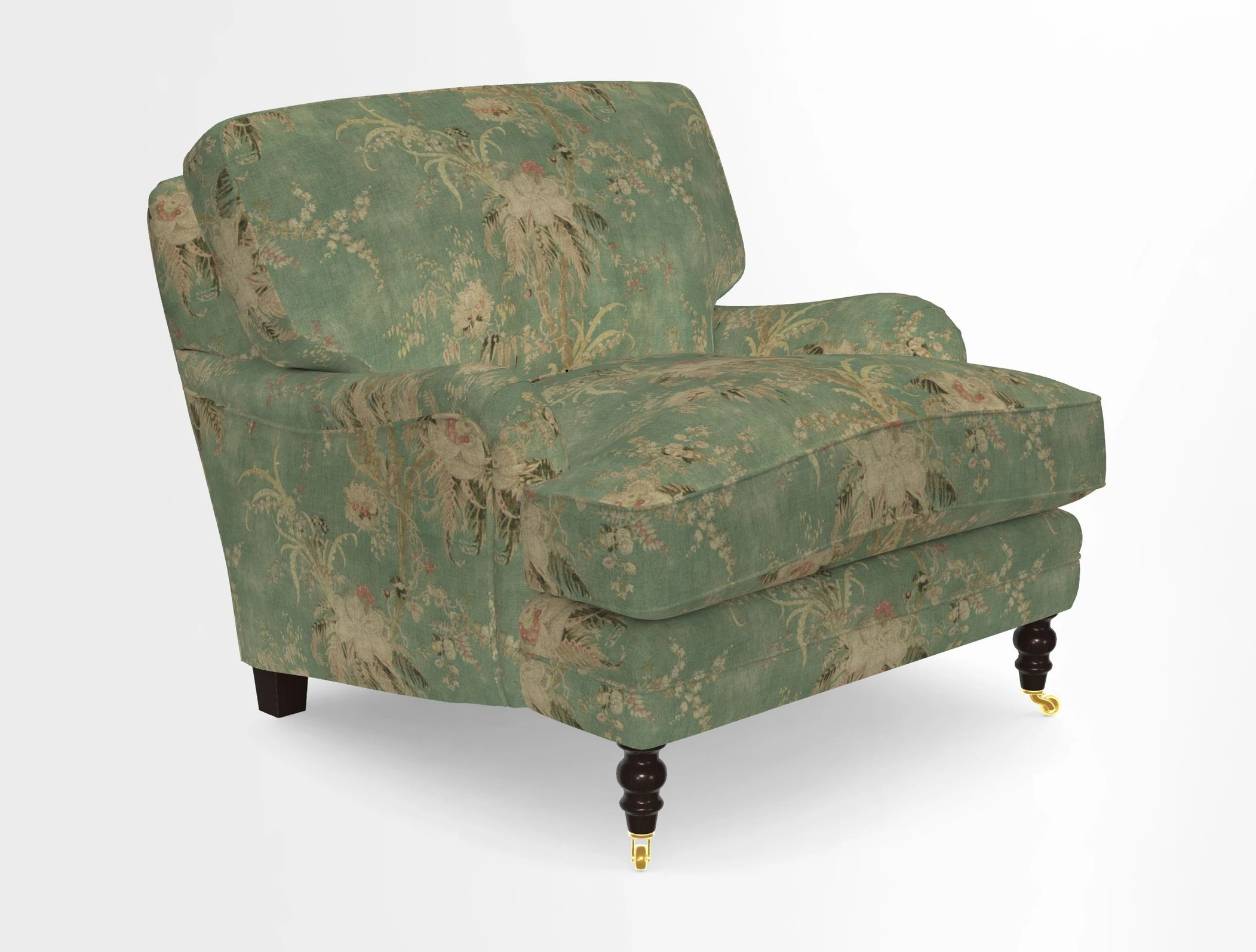 Coates Chair in RHS Gertrude Jekyll Lattice Blue with Seat and Back Cushions in Mohair Velvet Indigo
