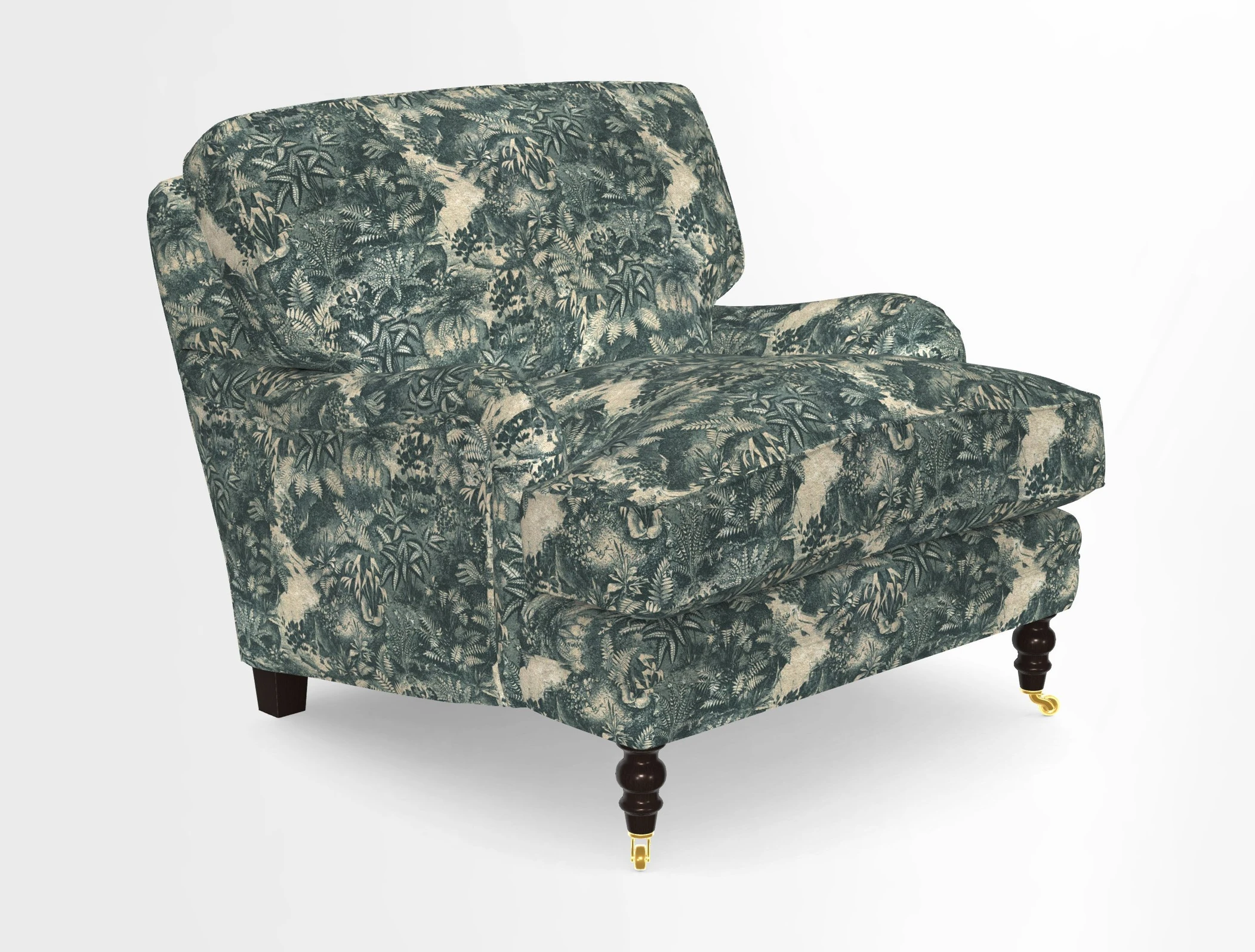 Coates Chair in RHS Gertrude Jekyll Lattice Blue with Seat and Back Cushions in Mohair Velvet Indigo