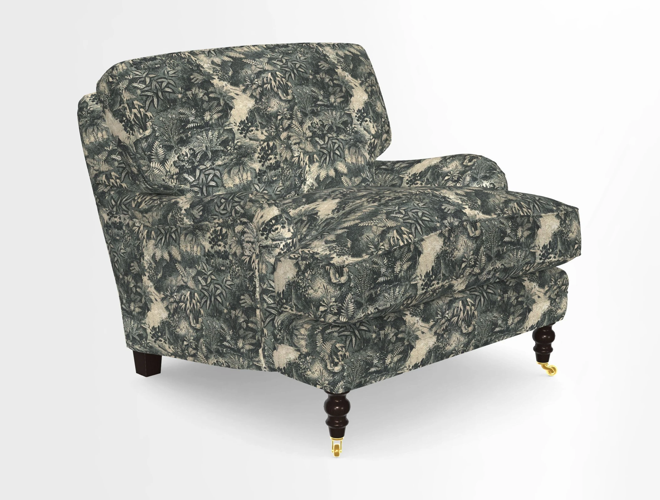Coates Chair in RHS Gertrude Jekyll Lattice Blue with Seat and Back Cushions in Mohair Velvet Indigo