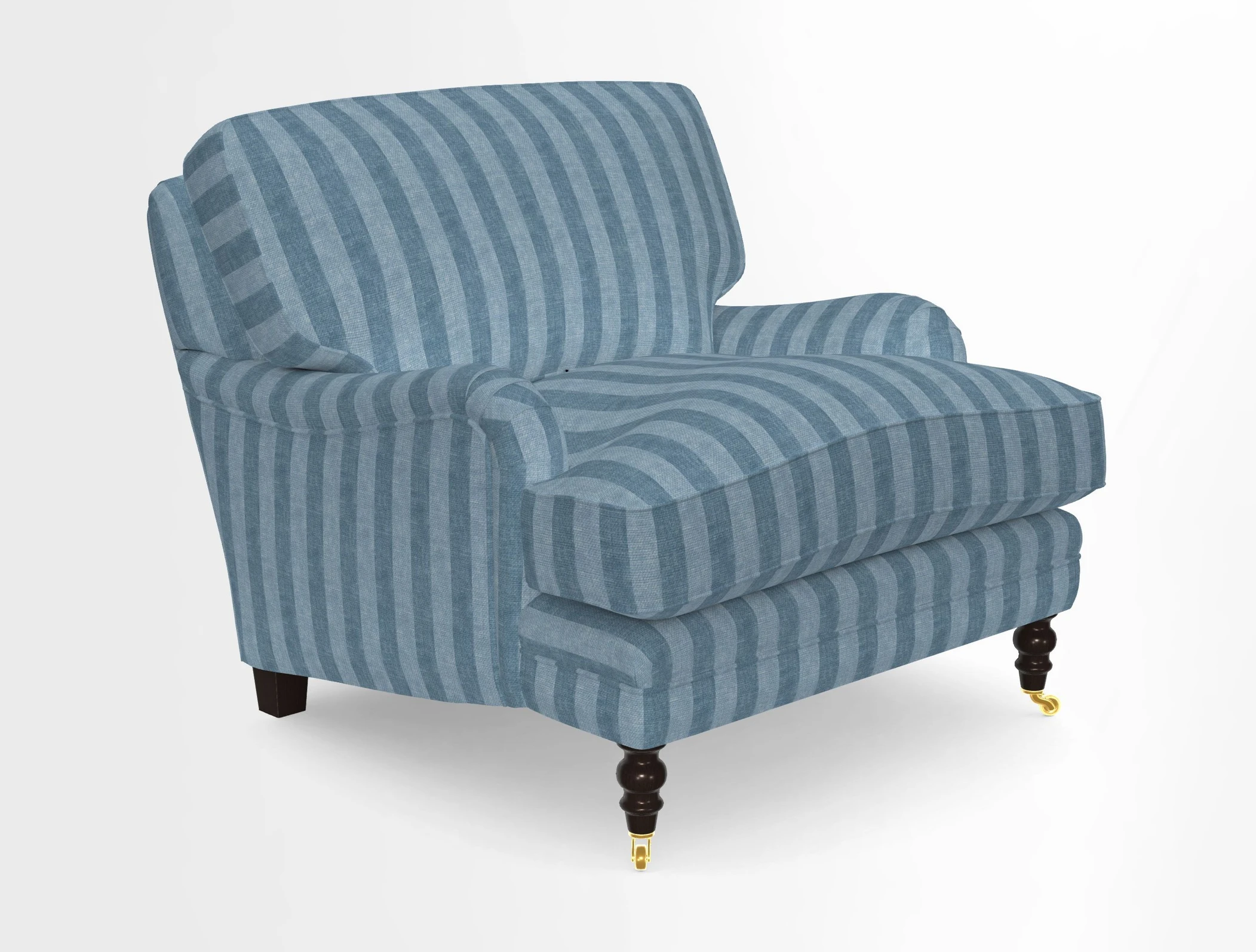 Coates Chair in RHS Gertrude Jekyll Lattice Blue with Seat and Back Cushions in Mohair Velvet Indigo