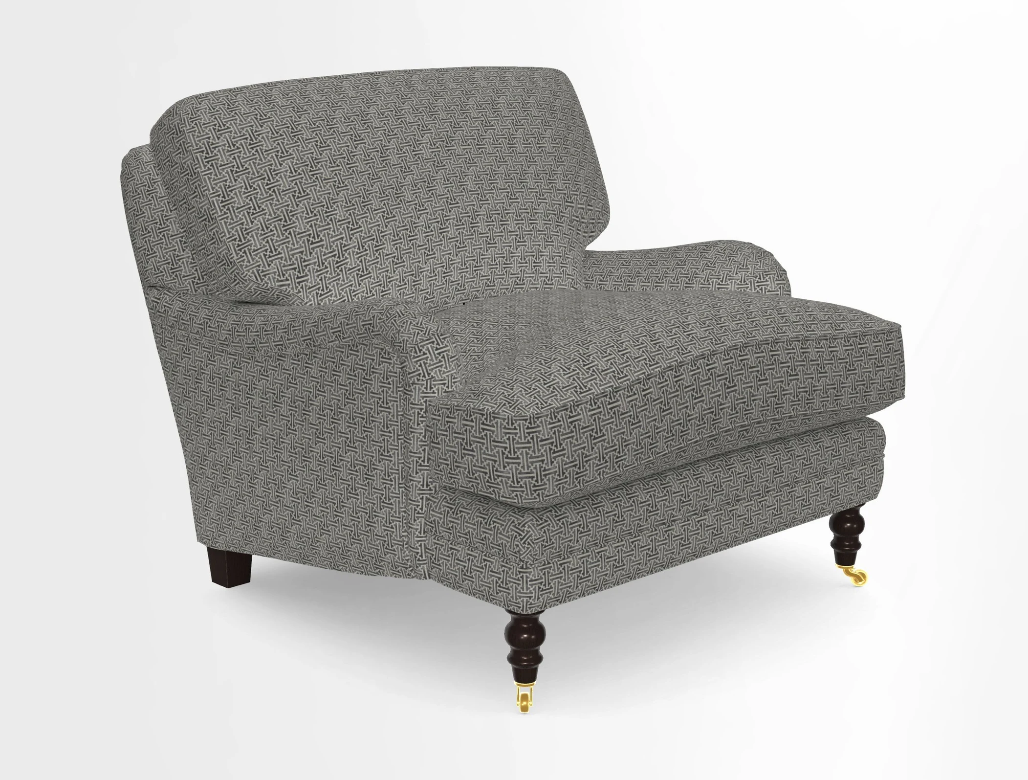 Coates Chair in RHS Gertrude Jekyll Lattice Blue with Seat and Back Cushions in Mohair Velvet Indigo