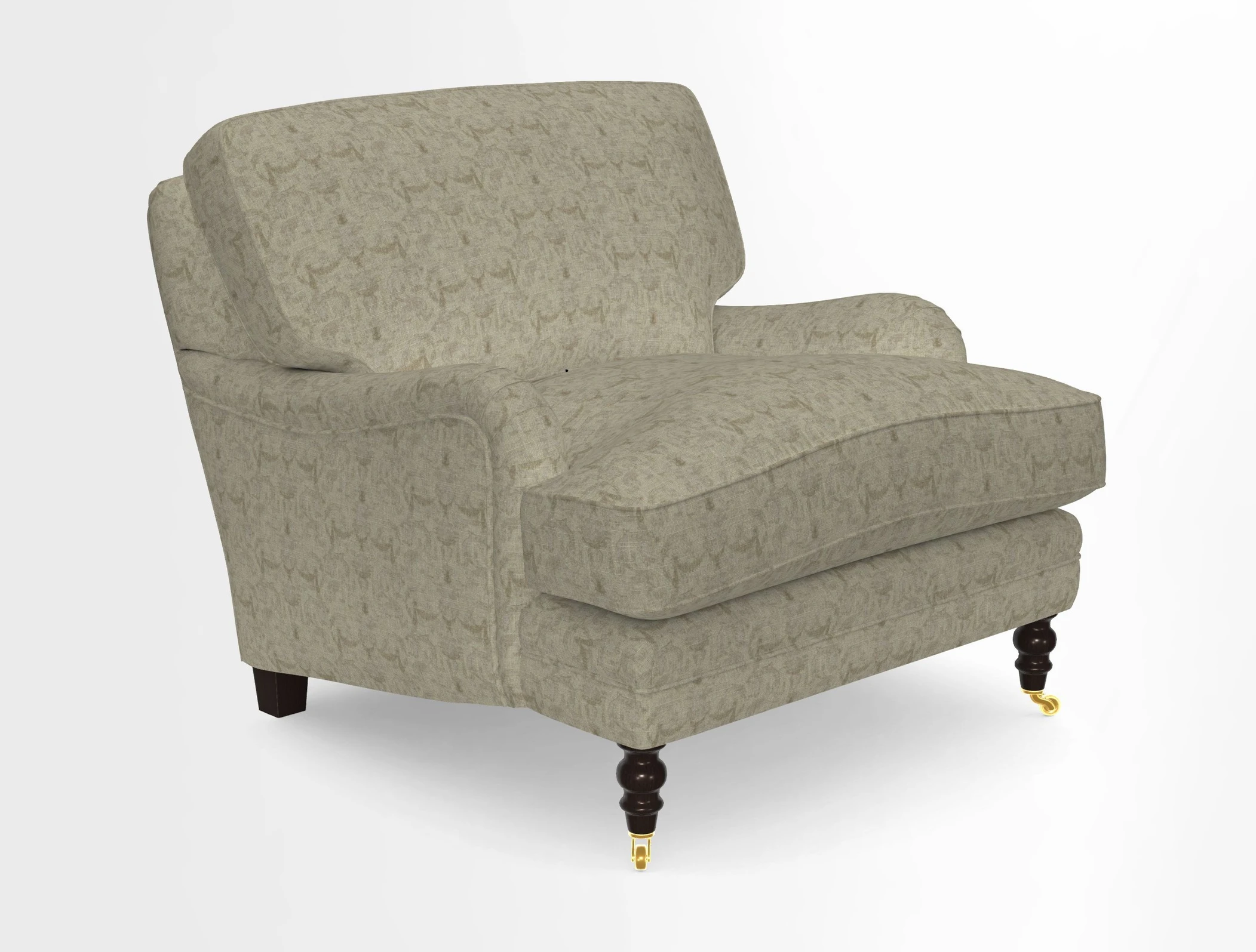 Coates Chair in RHS Gertrude Jekyll Lattice Blue with Seat and Back Cushions in Mohair Velvet Indigo