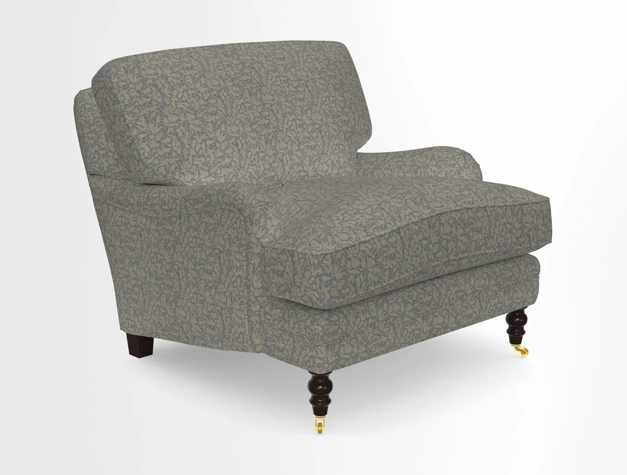 Coates Chair in RHS Gertrude Jekyll Lattice Blue with Seat and Back Cushions in Mohair Velvet Indigo