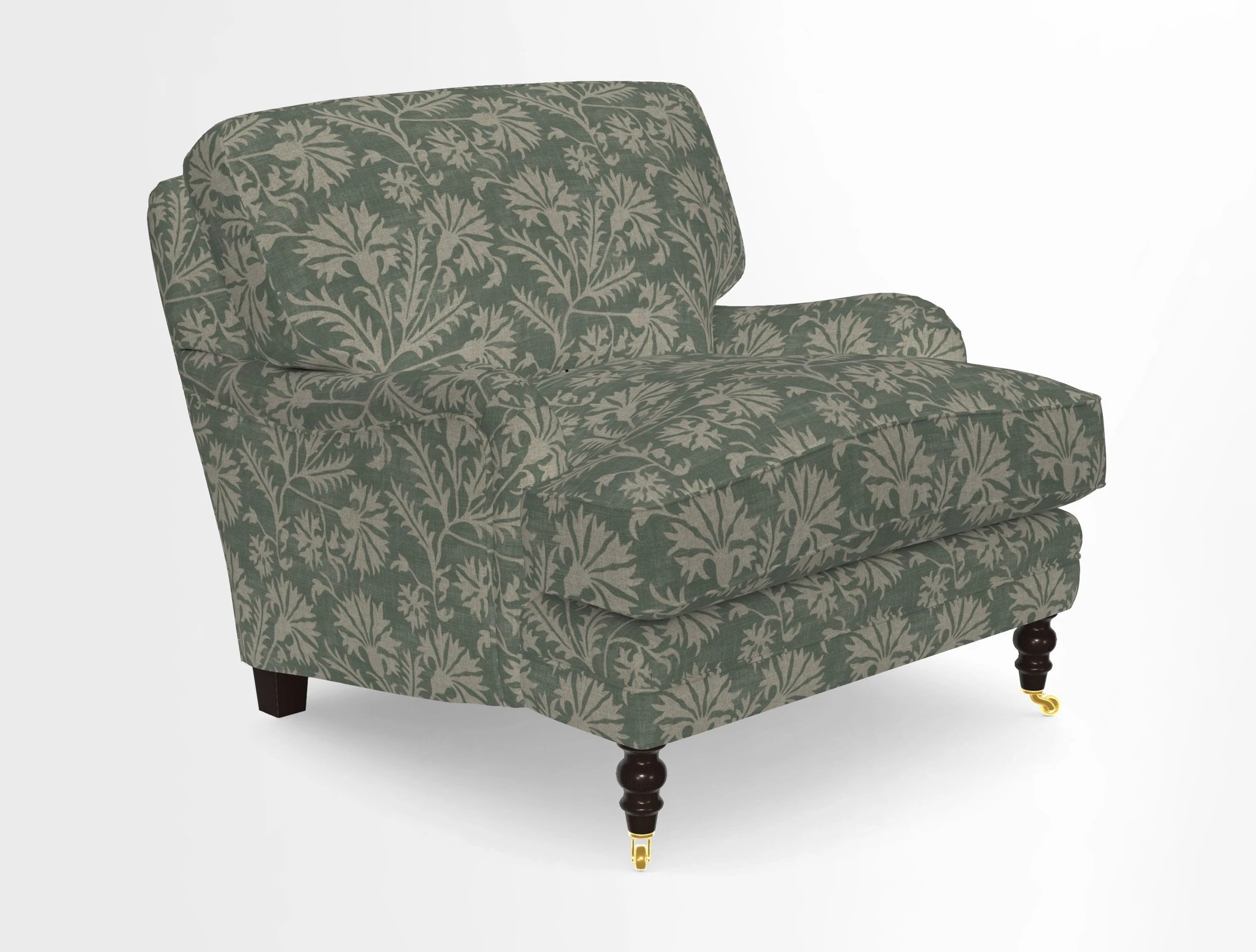 Coates Chair in RHS Gertrude Jekyll Lattice Blue with Seat and Back Cushions in Mohair Velvet Indigo