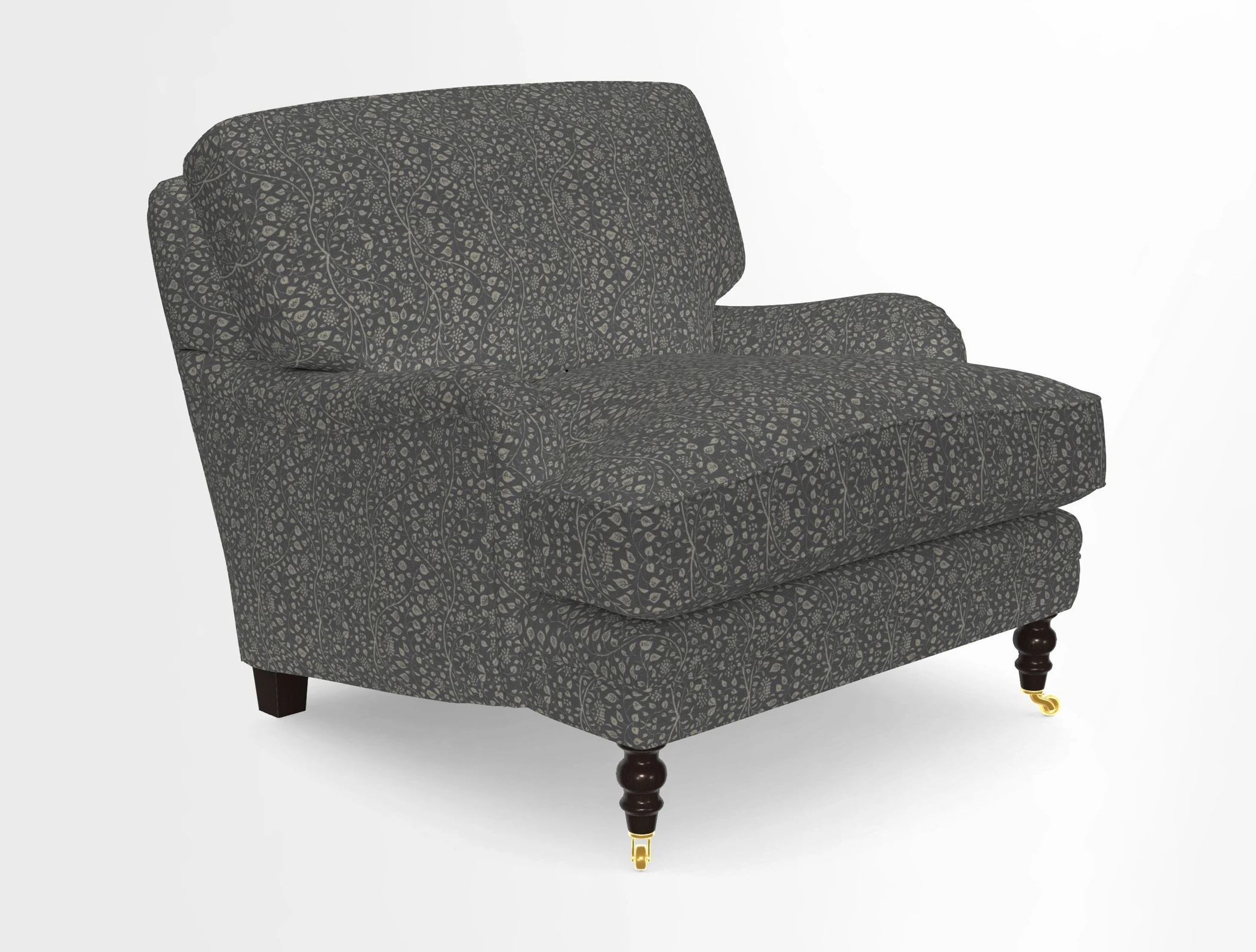 Coates Chair in RHS Gertrude Jekyll Lattice Blue with Seat and Back Cushions in Mohair Velvet Indigo