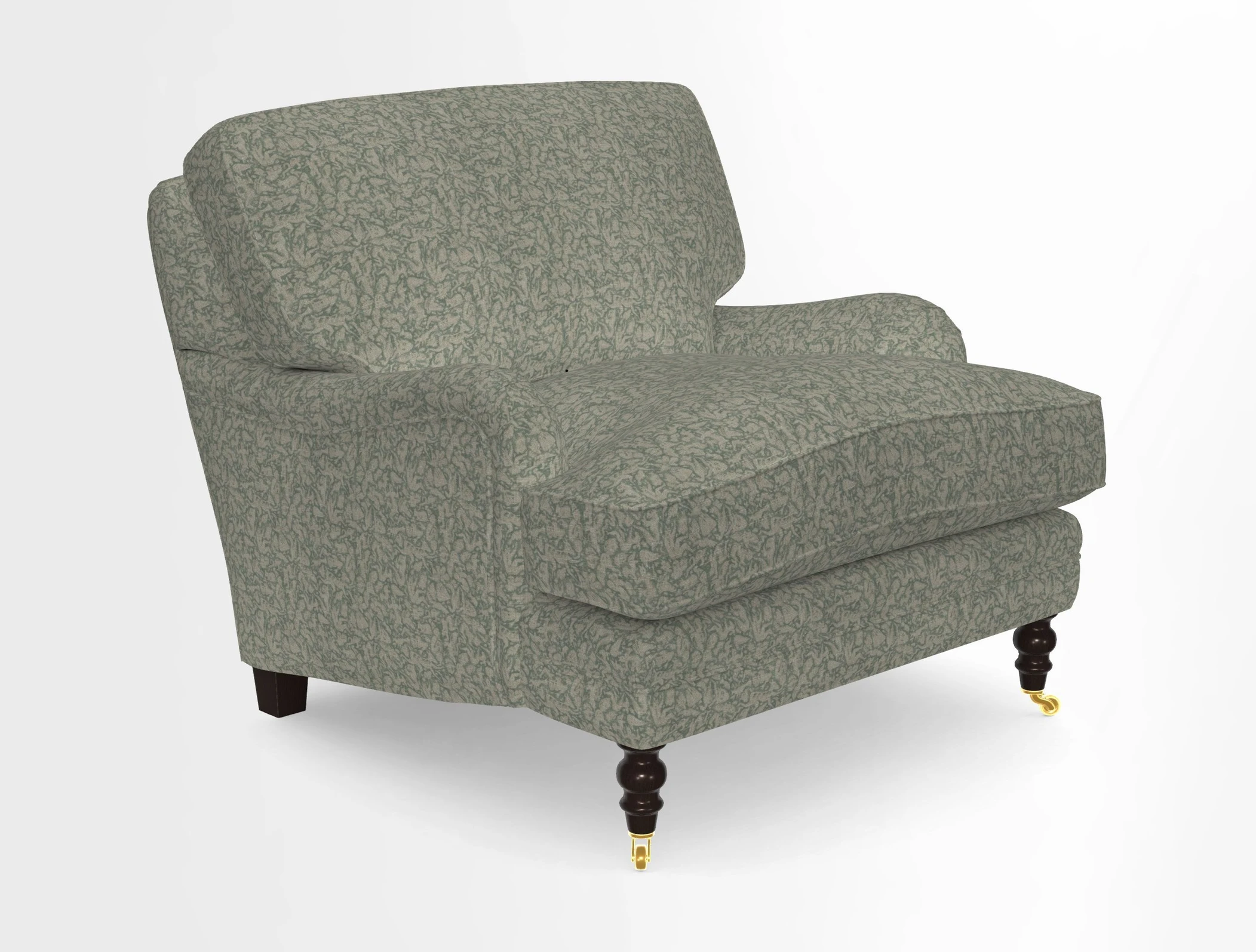 Coates Chair in RHS Gertrude Jekyll Lattice Blue with Seat and Back Cushions in Mohair Velvet Indigo