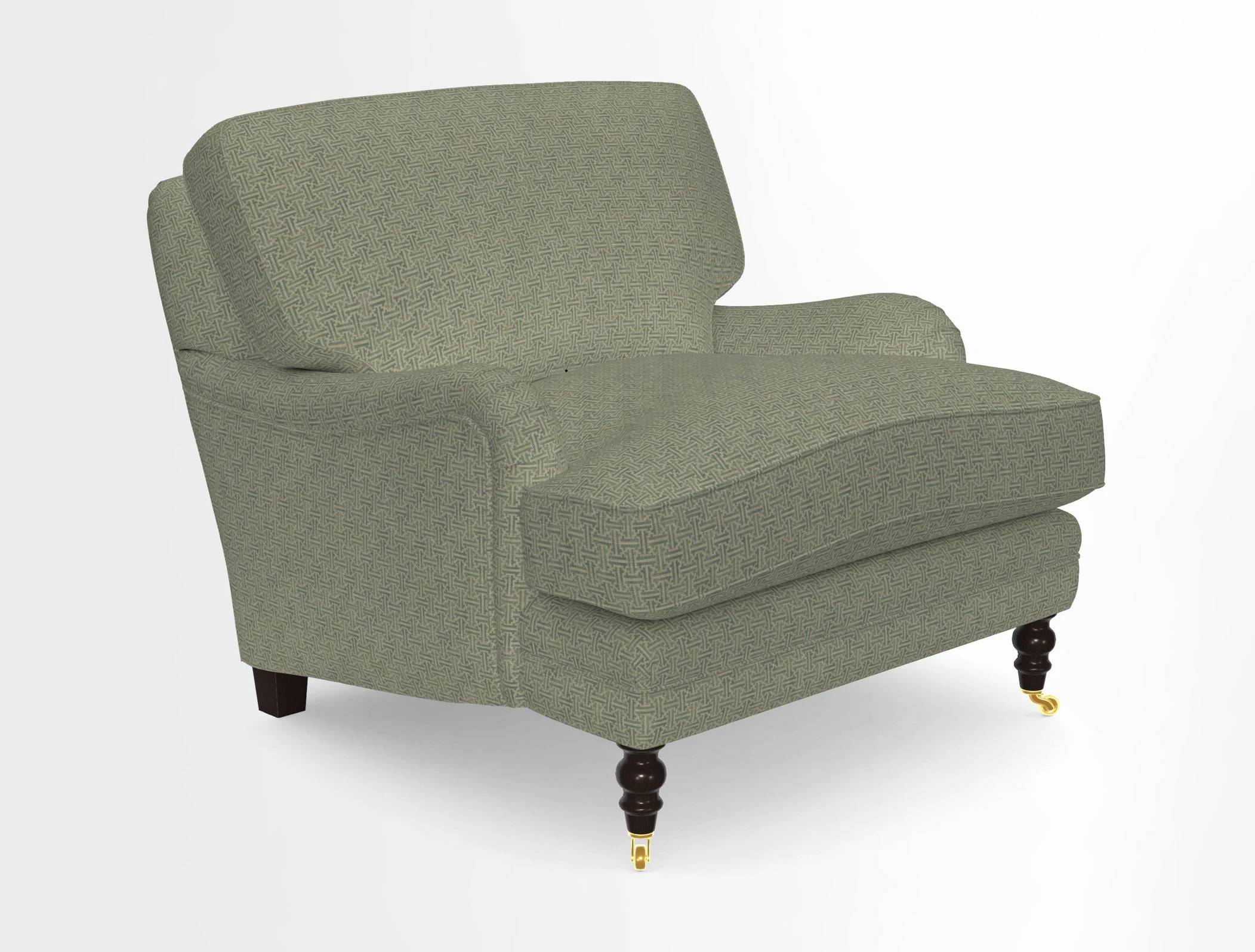 Coates Chair in RHS Gertrude Jekyll Lattice Blue with Seat and Back Cushions in Mohair Velvet Indigo