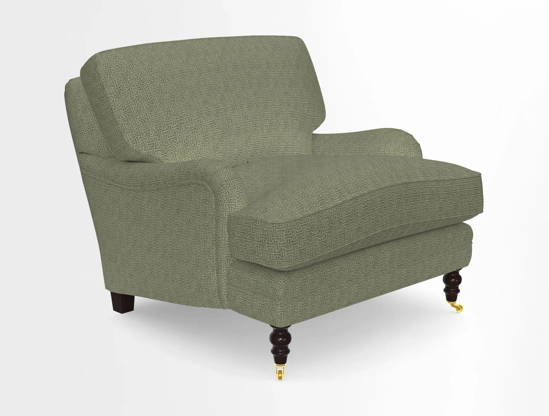 Coates Chair in RHS Gertrude Jekyll Lattice Blue with Seat and Back Cushions in Mohair Velvet Indigo