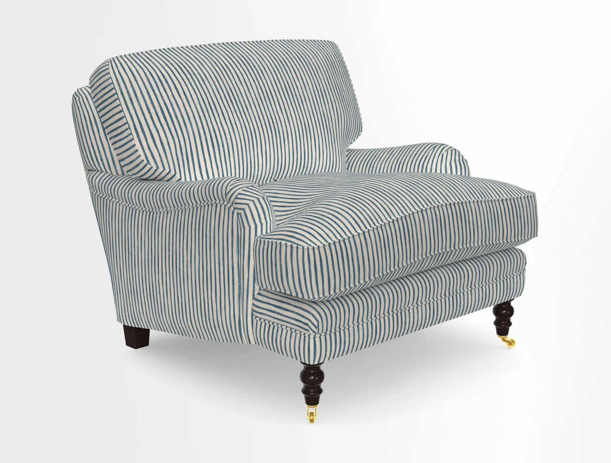 Coates Chair in RHS Gertrude Jekyll Lattice Blue with Seat and Back Cushions in Mohair Velvet Indigo