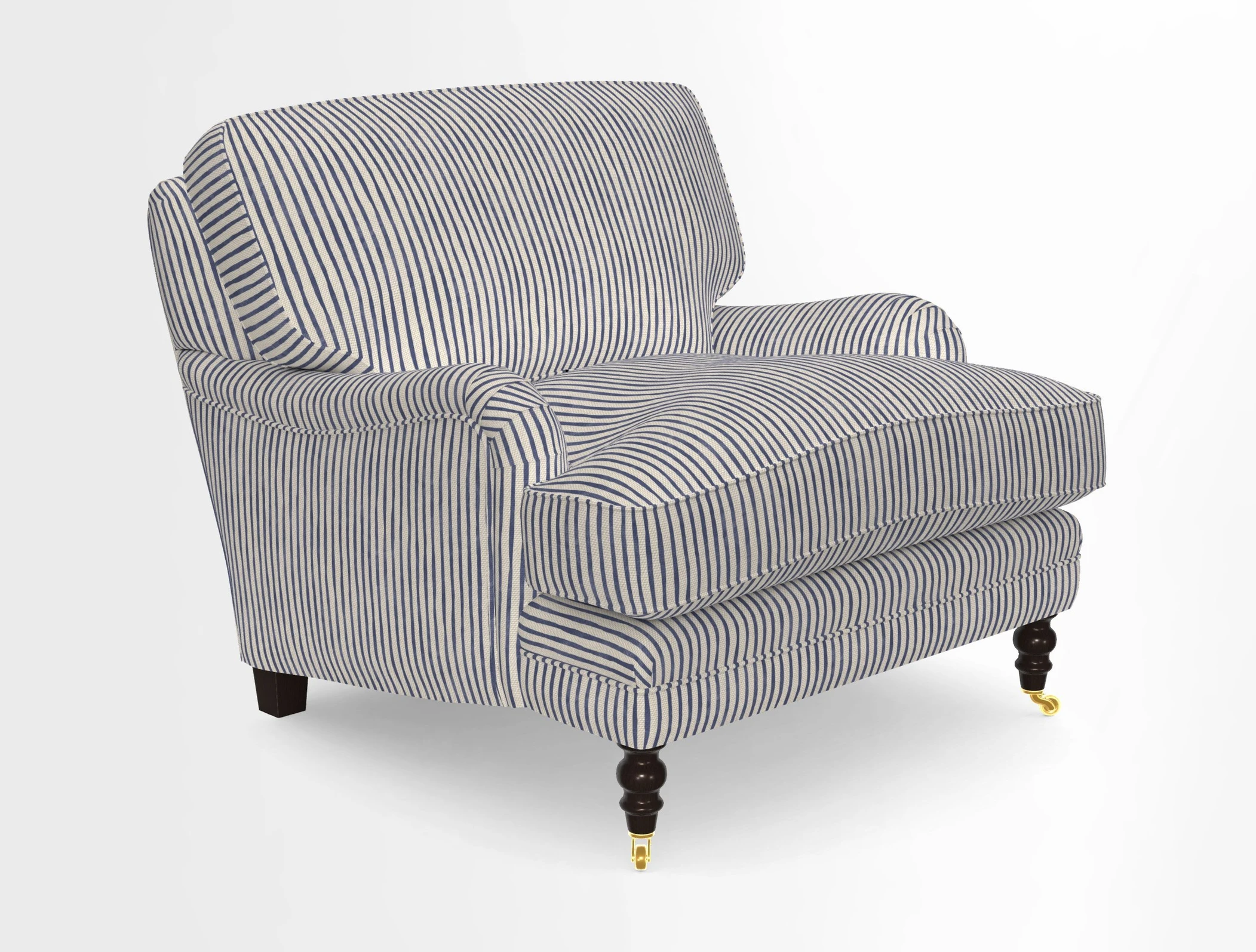 Coates Chair in RHS Gertrude Jekyll Lattice Blue with Seat and Back Cushions in Mohair Velvet Indigo