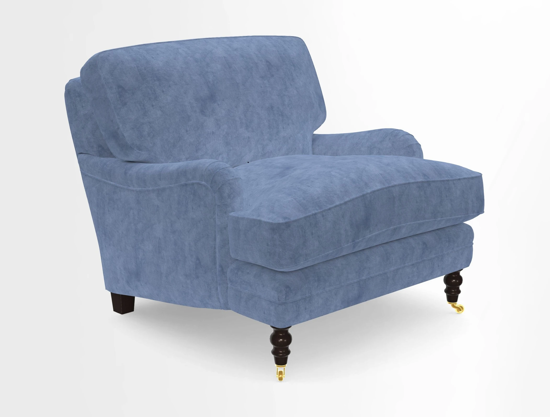 Coates Chair in RHS Gertrude Jekyll Lattice Blue with Seat and Back Cushions in Mohair Velvet Indigo