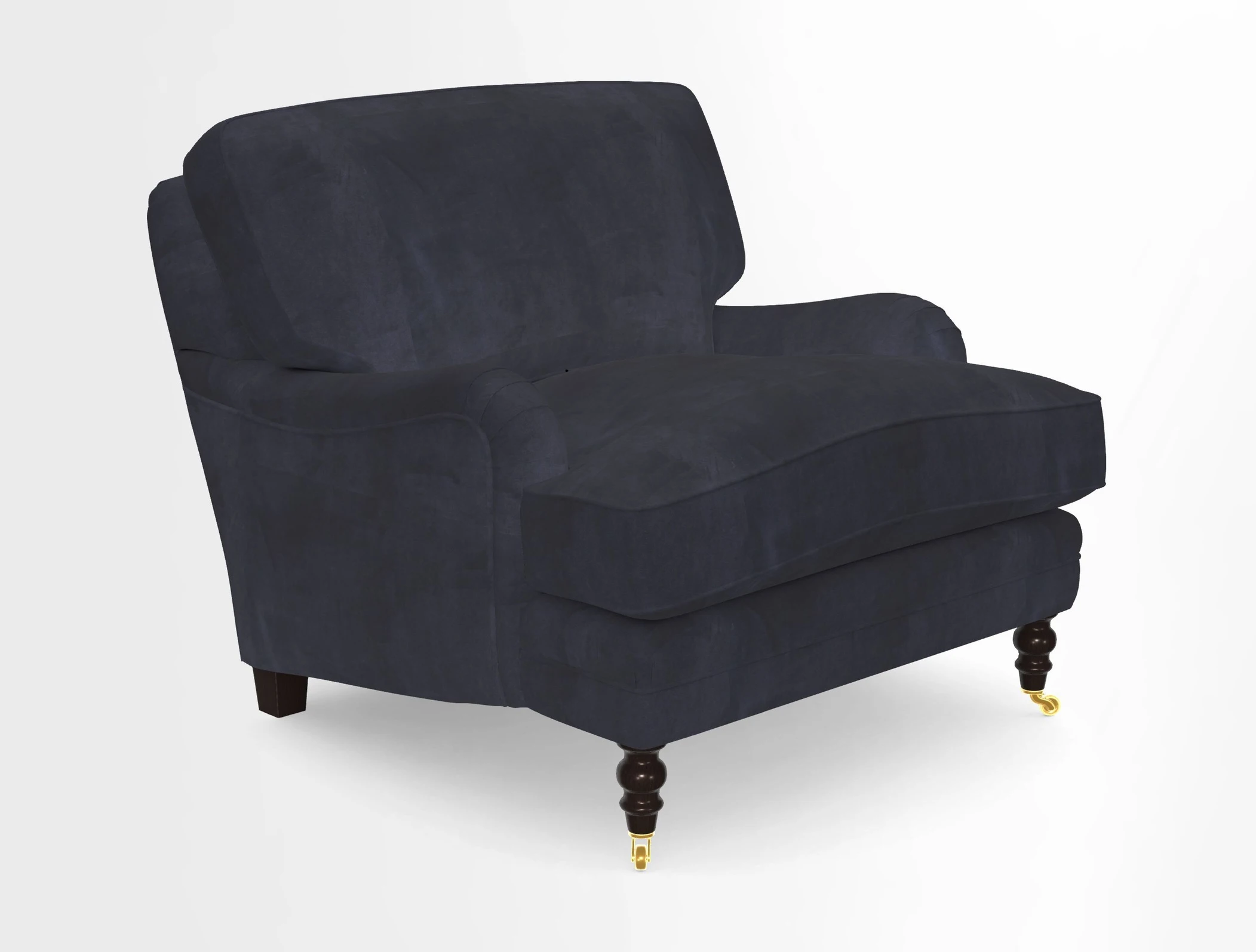 Coates Chair in RHS Gertrude Jekyll Lattice Blue with Seat and Back Cushions in Mohair Velvet Indigo