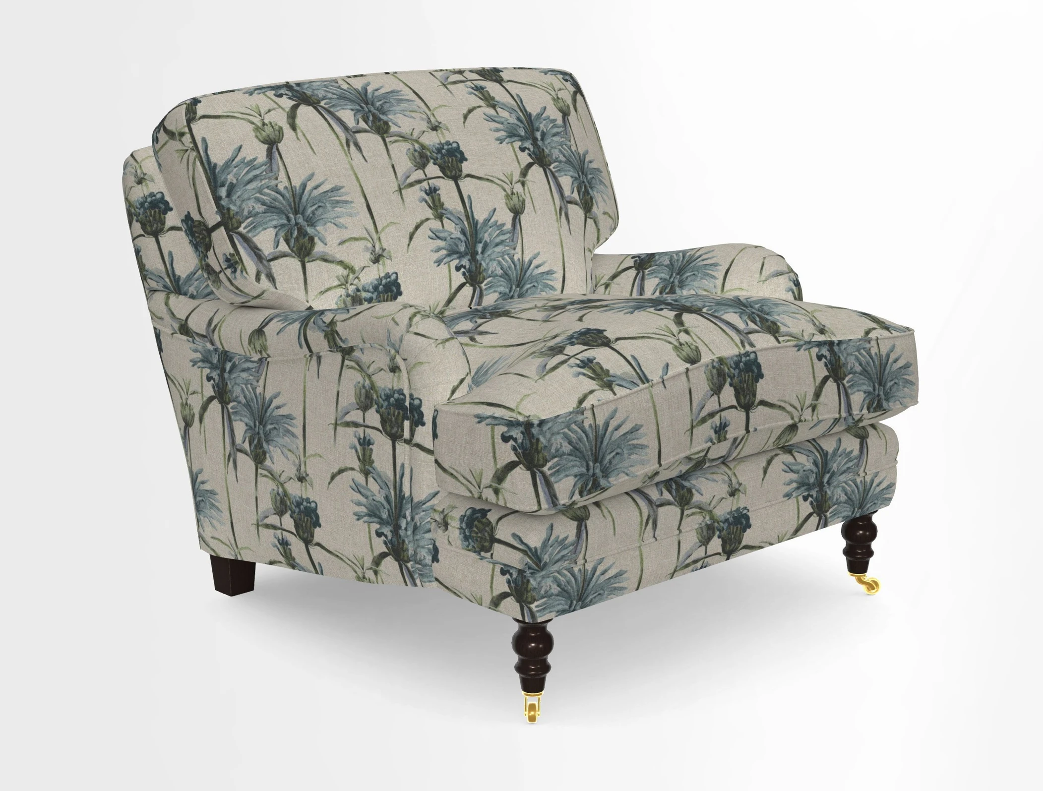 Coates Chair in RHS Gertrude Jekyll Lattice Blue with Seat and Back Cushions in Mohair Velvet Indigo