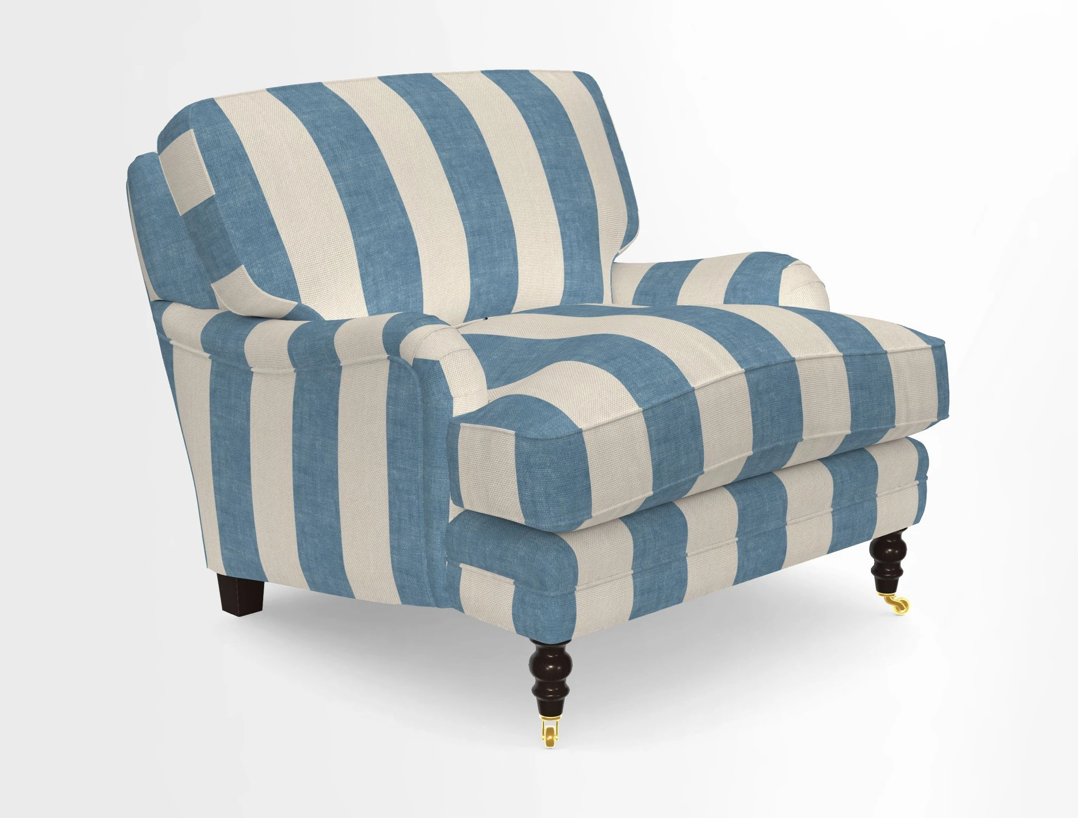 Coates Chair in RHS Gertrude Jekyll Lattice Blue with Seat and Back Cushions in Mohair Velvet Indigo