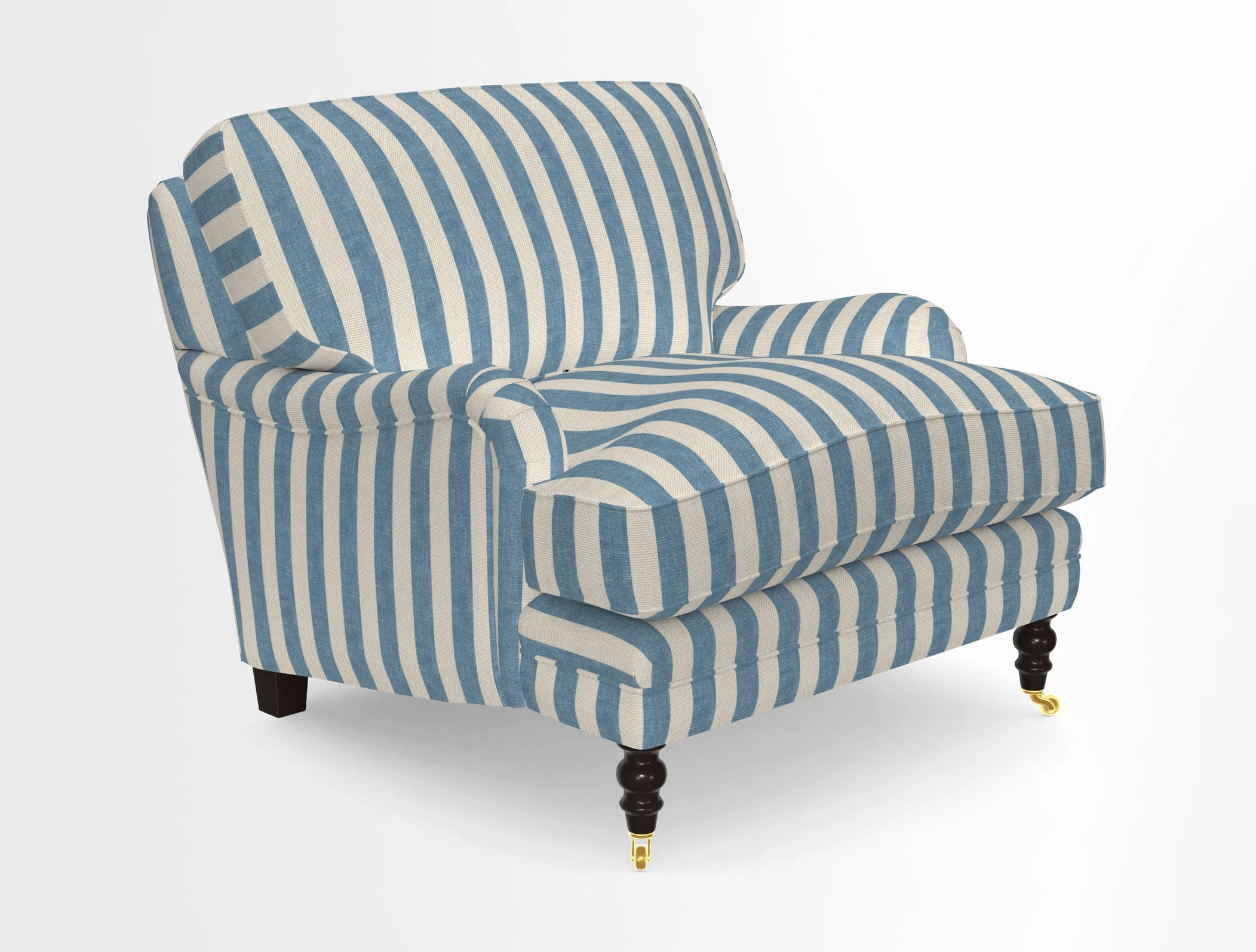 Coates Chair in RHS Gertrude Jekyll Lattice Blue with Seat and Back Cushions in Mohair Velvet Indigo