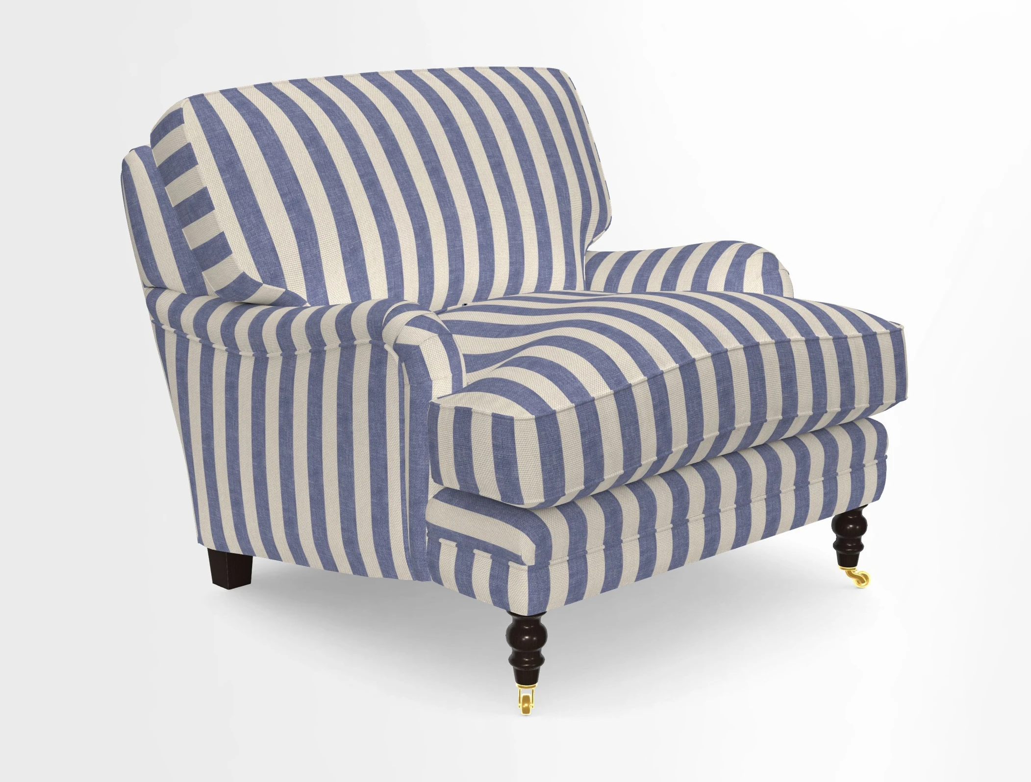 Coates Chair in RHS Gertrude Jekyll Lattice Blue with Seat and Back Cushions in Mohair Velvet Indigo