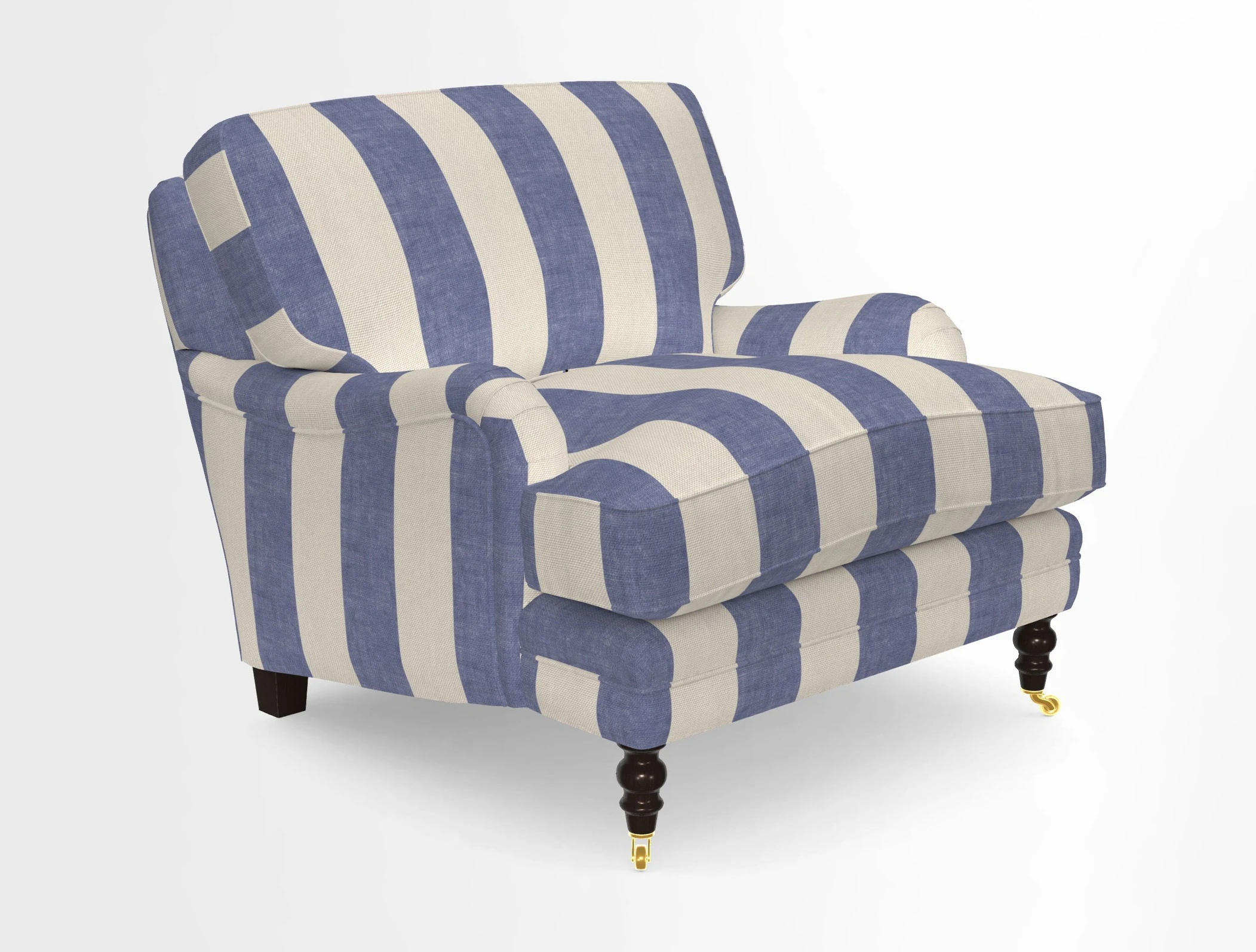 Coates Chair in RHS Gertrude Jekyll Lattice Blue with Seat and Back Cushions in Mohair Velvet Indigo