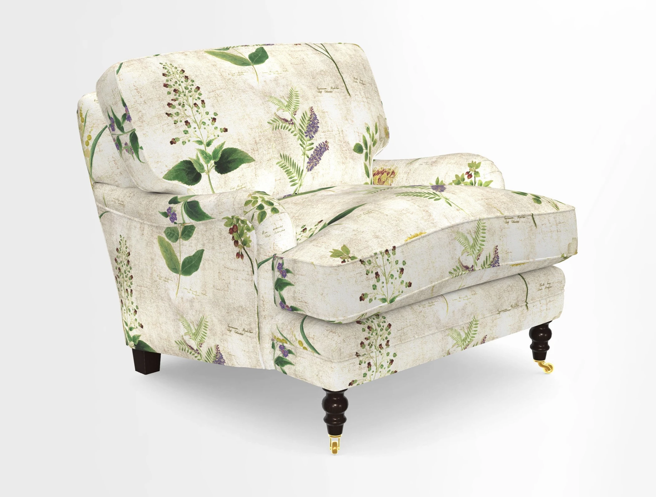 Coates Chair in RHS Gertrude Jekyll Lattice Blue with Seat and Back Cushions in Mohair Velvet Indigo