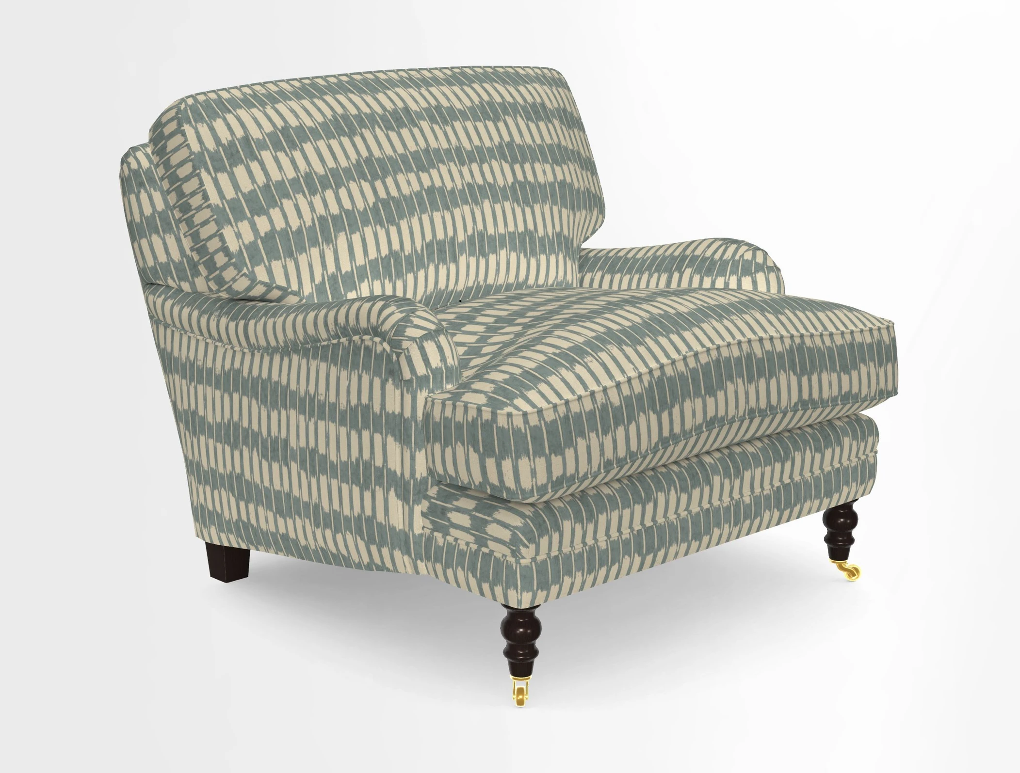 Coates Chair in RHS Gertrude Jekyll Lattice Blue with Seat and Back Cushions in Mohair Velvet Indigo