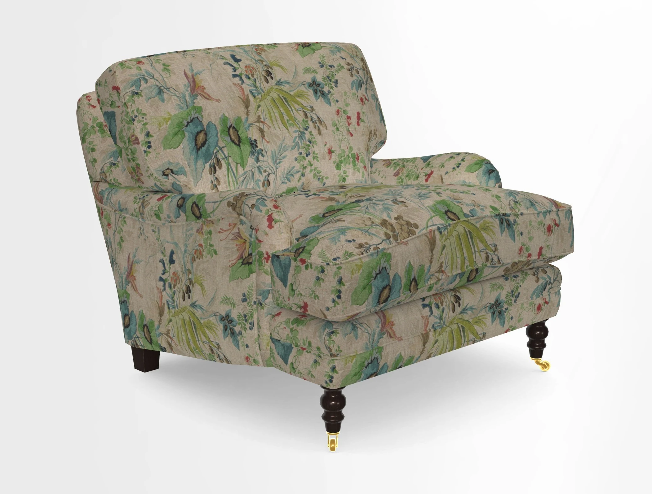 Coates Chair in RHS Gertrude Jekyll Lattice Blue with Seat and Back Cushions in Mohair Velvet Indigo