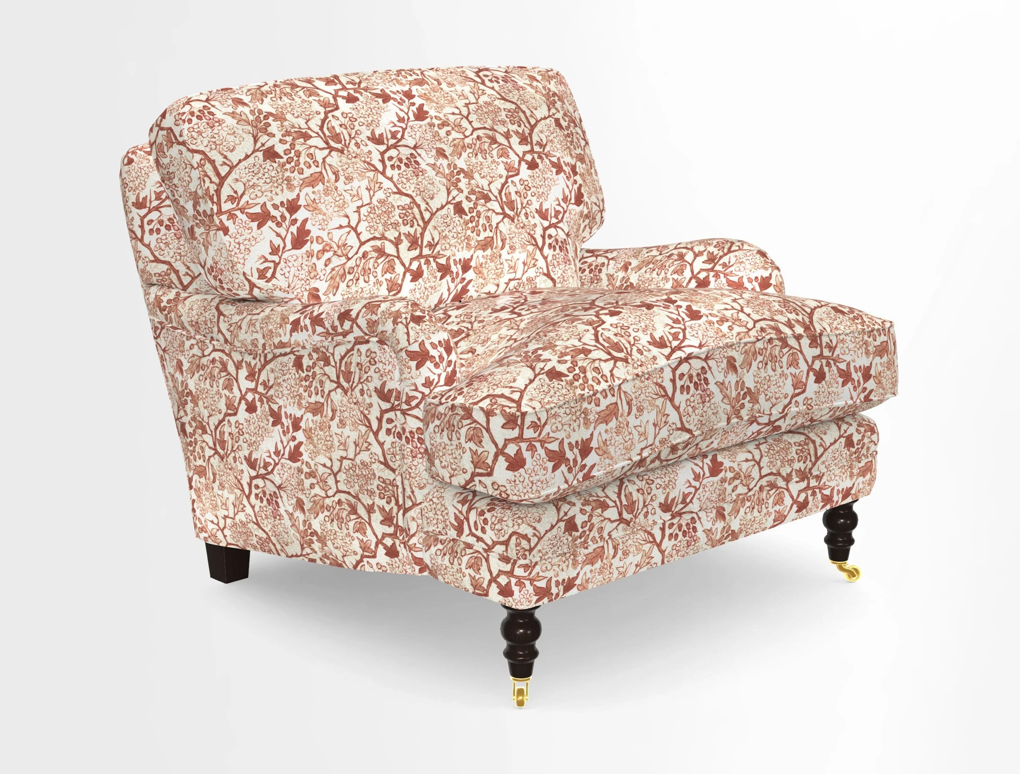 Coates Chair in RHS Gertrude Jekyll Lattice Blue with Seat and Back Cushions in Mohair Velvet Indigo