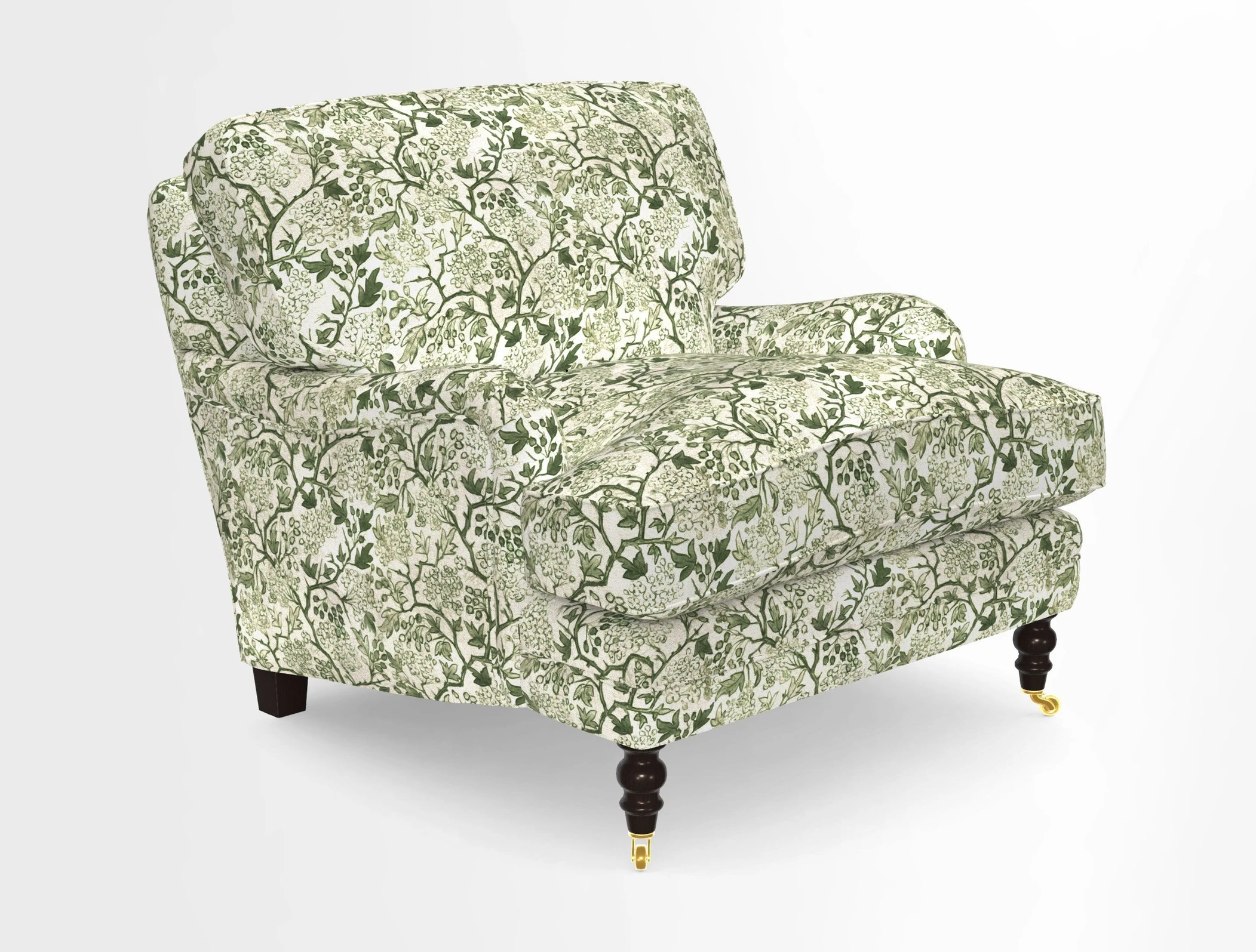 Coates Chair in RHS Gertrude Jekyll Lattice Blue with Seat and Back Cushions in Mohair Velvet Indigo