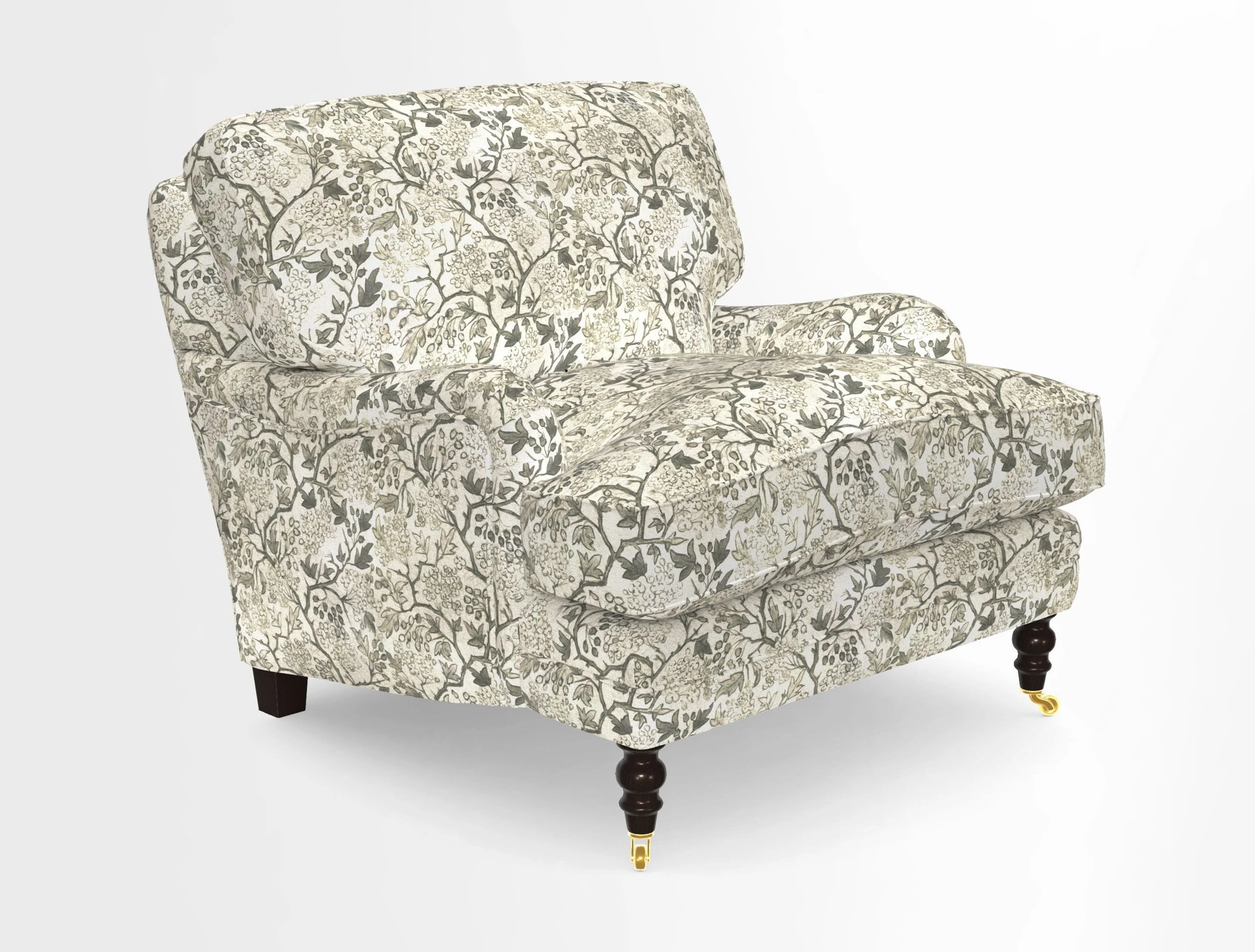 Coates Chair in RHS Gertrude Jekyll Lattice Blue with Seat and Back Cushions in Mohair Velvet Indigo