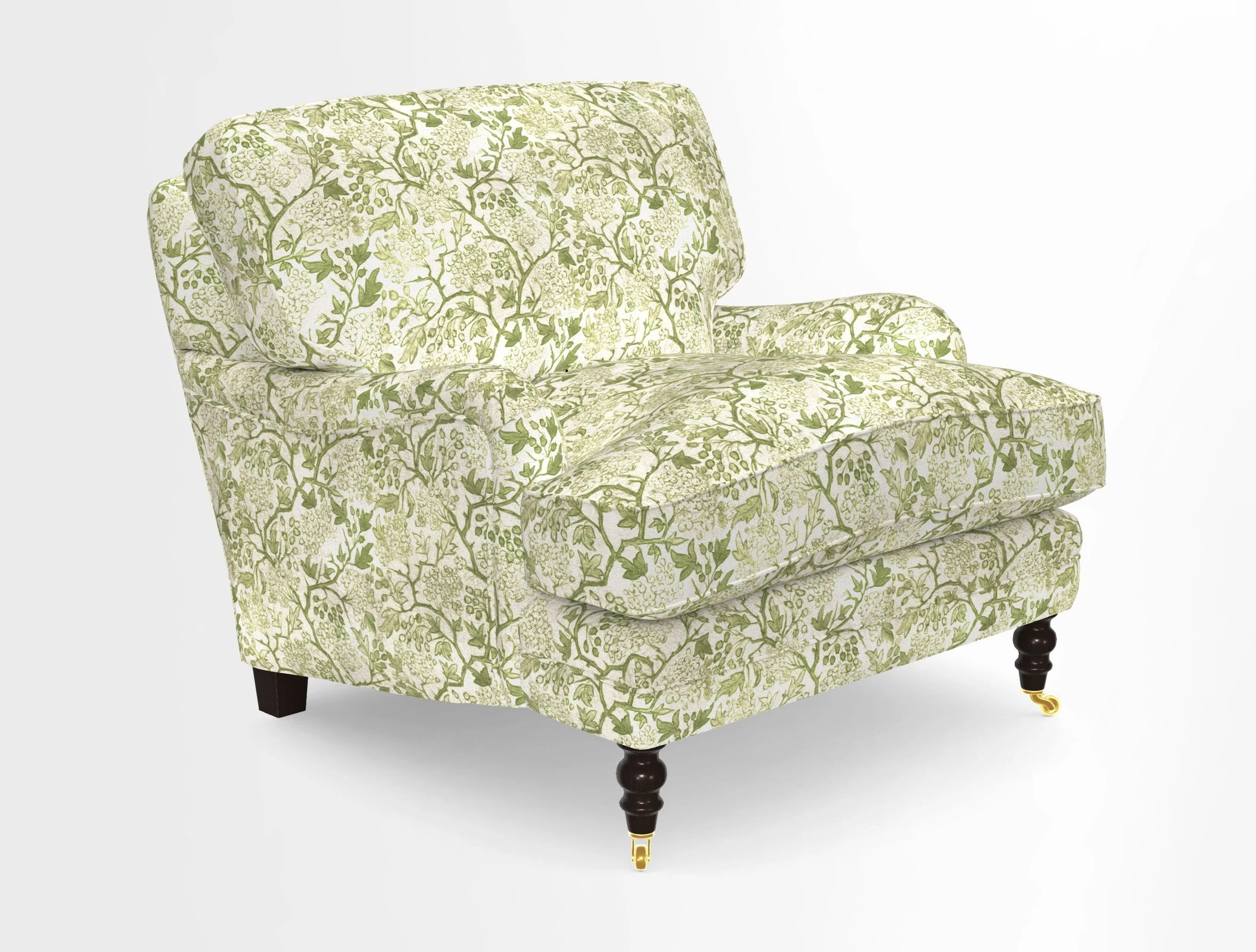 Coates Chair in RHS Gertrude Jekyll Lattice Blue with Seat and Back Cushions in Mohair Velvet Indigo