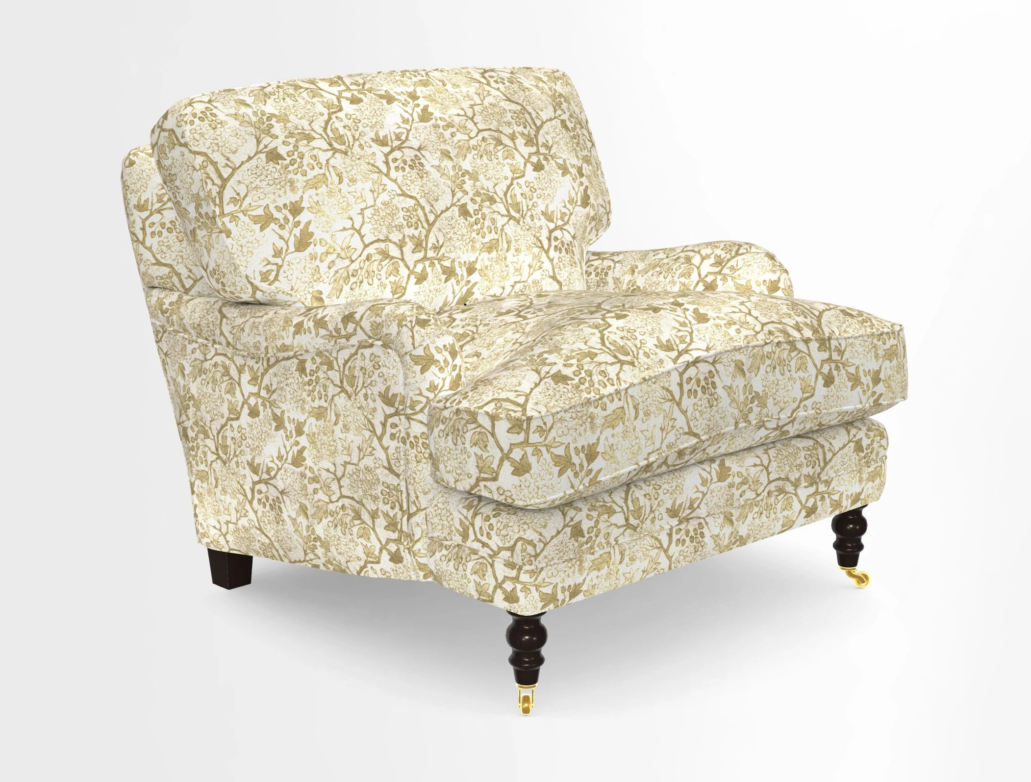 Coates Chair in RHS Gertrude Jekyll Lattice Blue with Seat and Back Cushions in Mohair Velvet Indigo