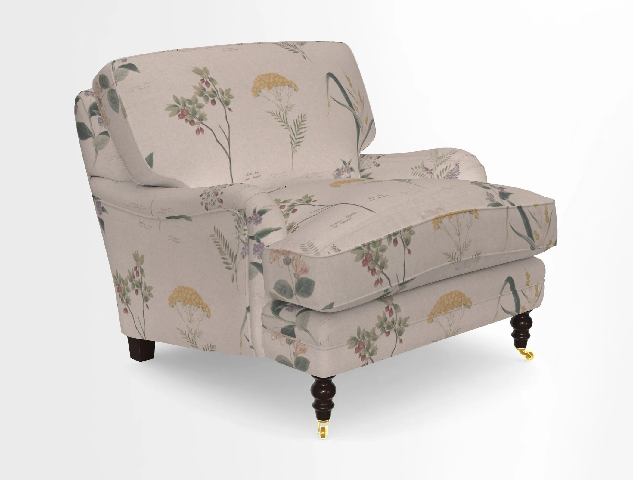 Coates Chair in RHS Gertrude Jekyll Lattice Blue with Seat and Back Cushions in Mohair Velvet Indigo