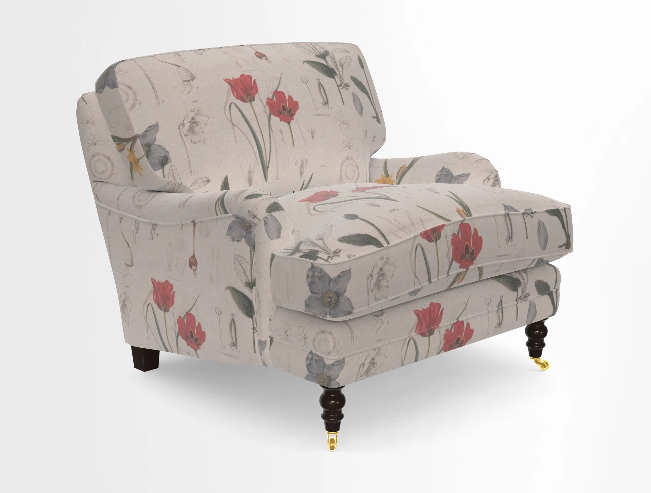 Coates Chair in RHS Gertrude Jekyll Lattice Blue with Seat and Back Cushions in Mohair Velvet Indigo