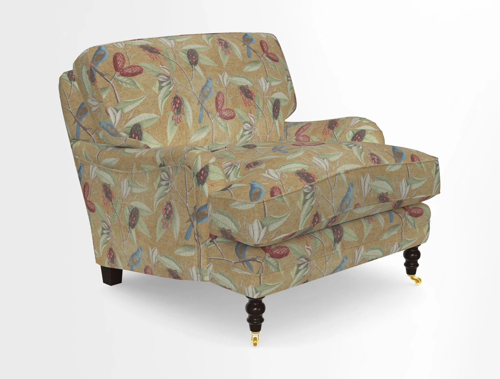 Coates Chair in RHS Gertrude Jekyll Lattice Blue with Seat and Back Cushions in Mohair Velvet Indigo