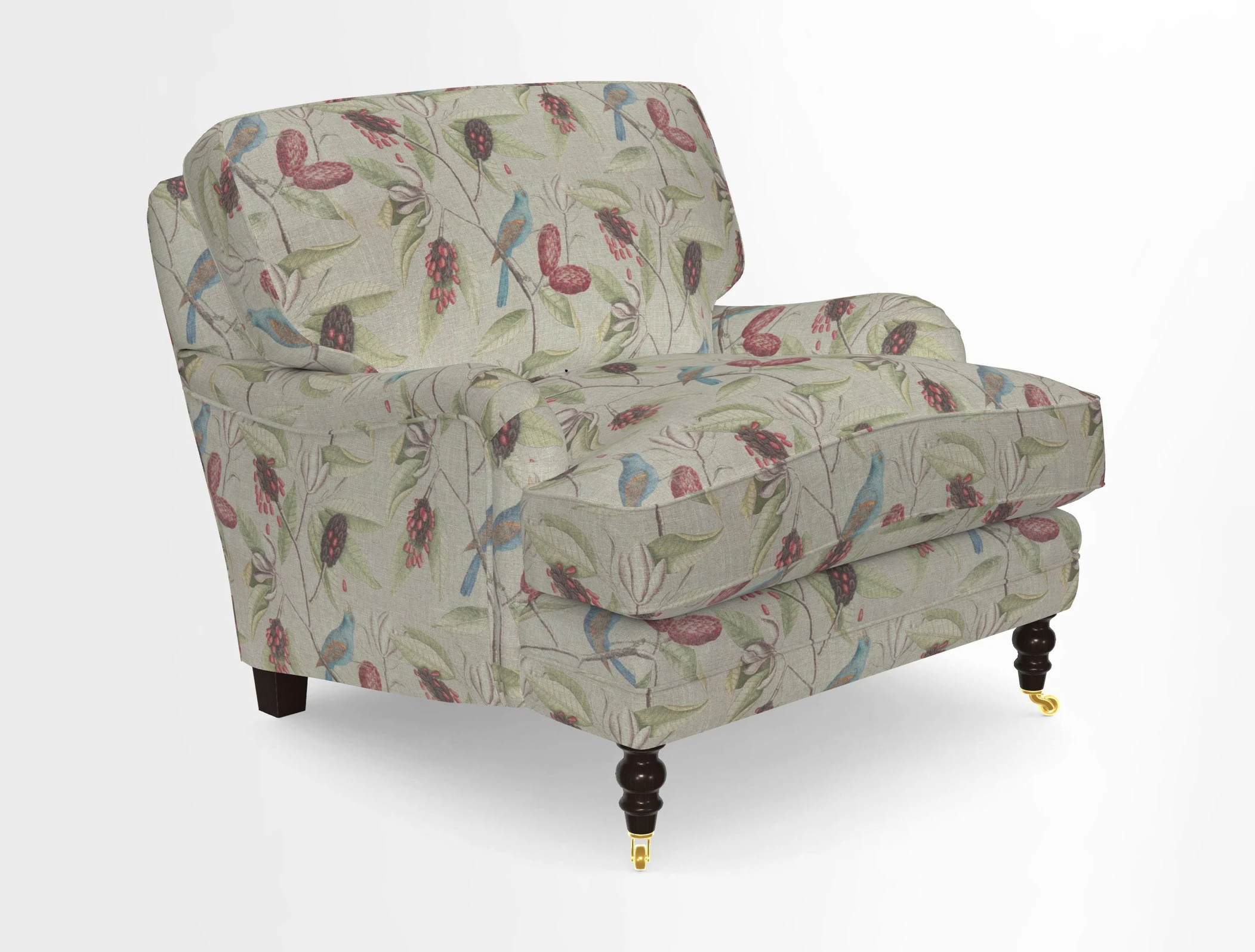 Coates Chair in RHS Gertrude Jekyll Lattice Blue with Seat and Back Cushions in Mohair Velvet Indigo