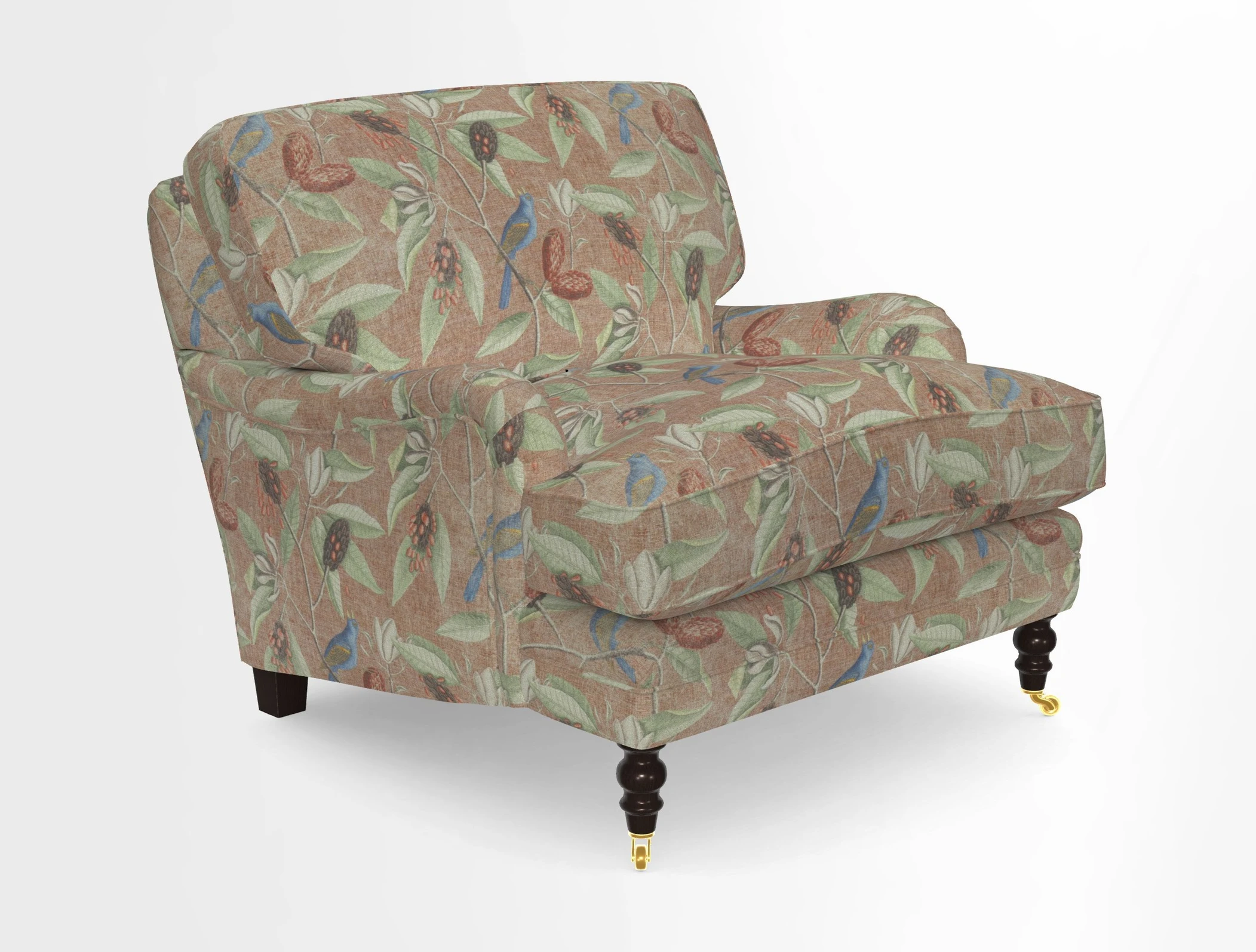 Coates Chair in RHS Gertrude Jekyll Lattice Blue with Seat and Back Cushions in Mohair Velvet Indigo