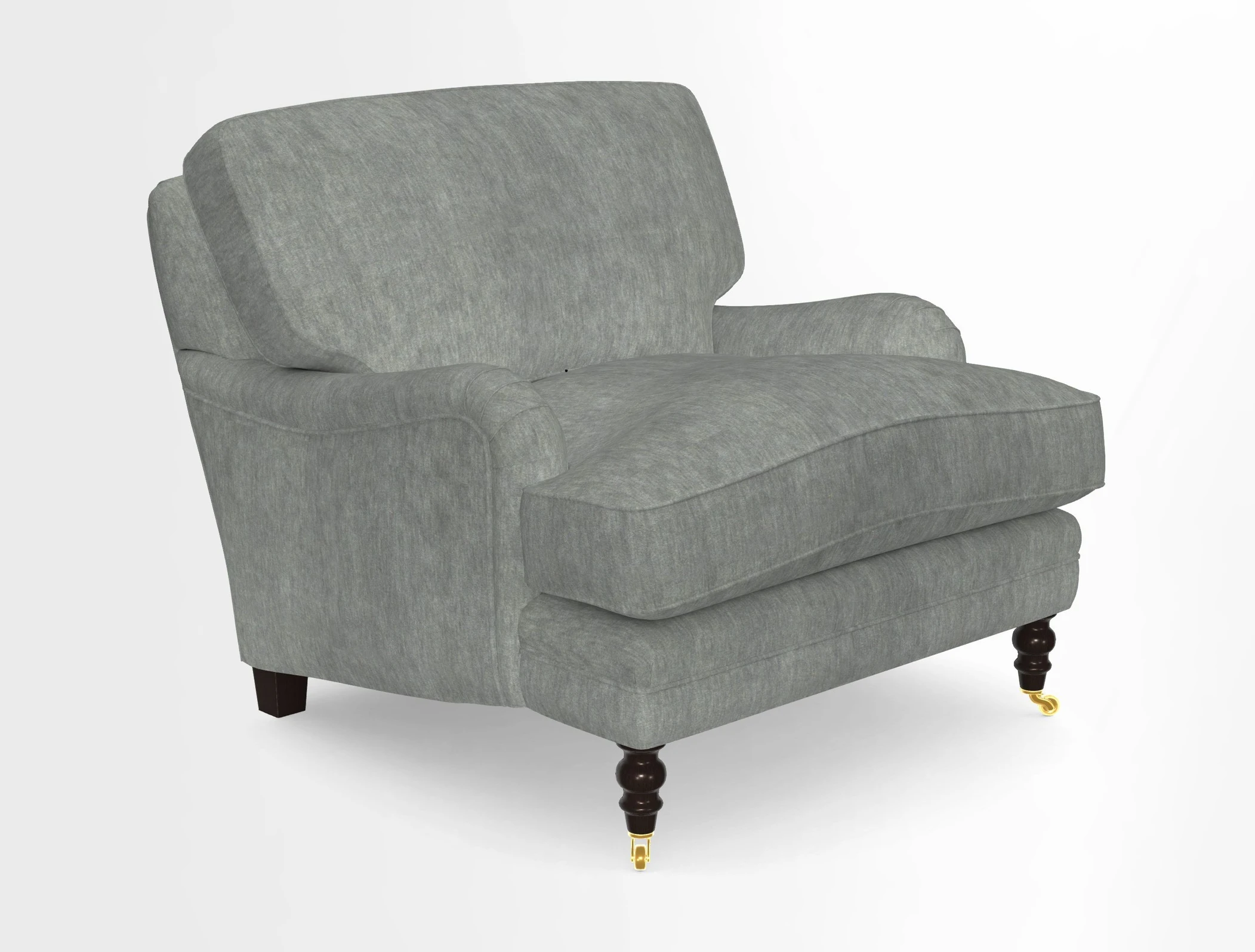 Coates Chair in RHS Gertrude Jekyll Lattice Blue with Seat and Back Cushions in Mohair Velvet Indigo