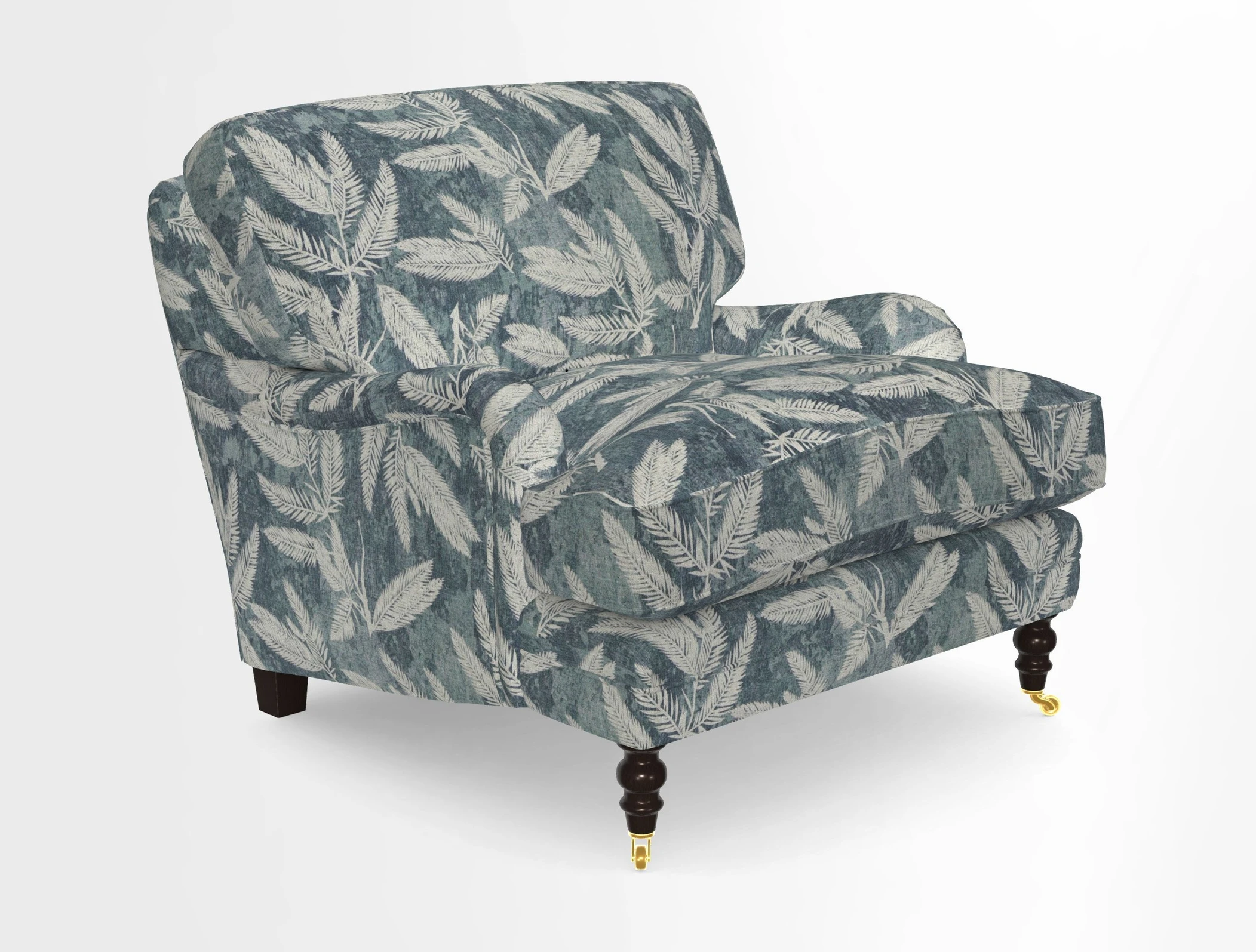 Coates Chair in RHS Gertrude Jekyll Lattice Blue with Seat and Back Cushions in Mohair Velvet Indigo