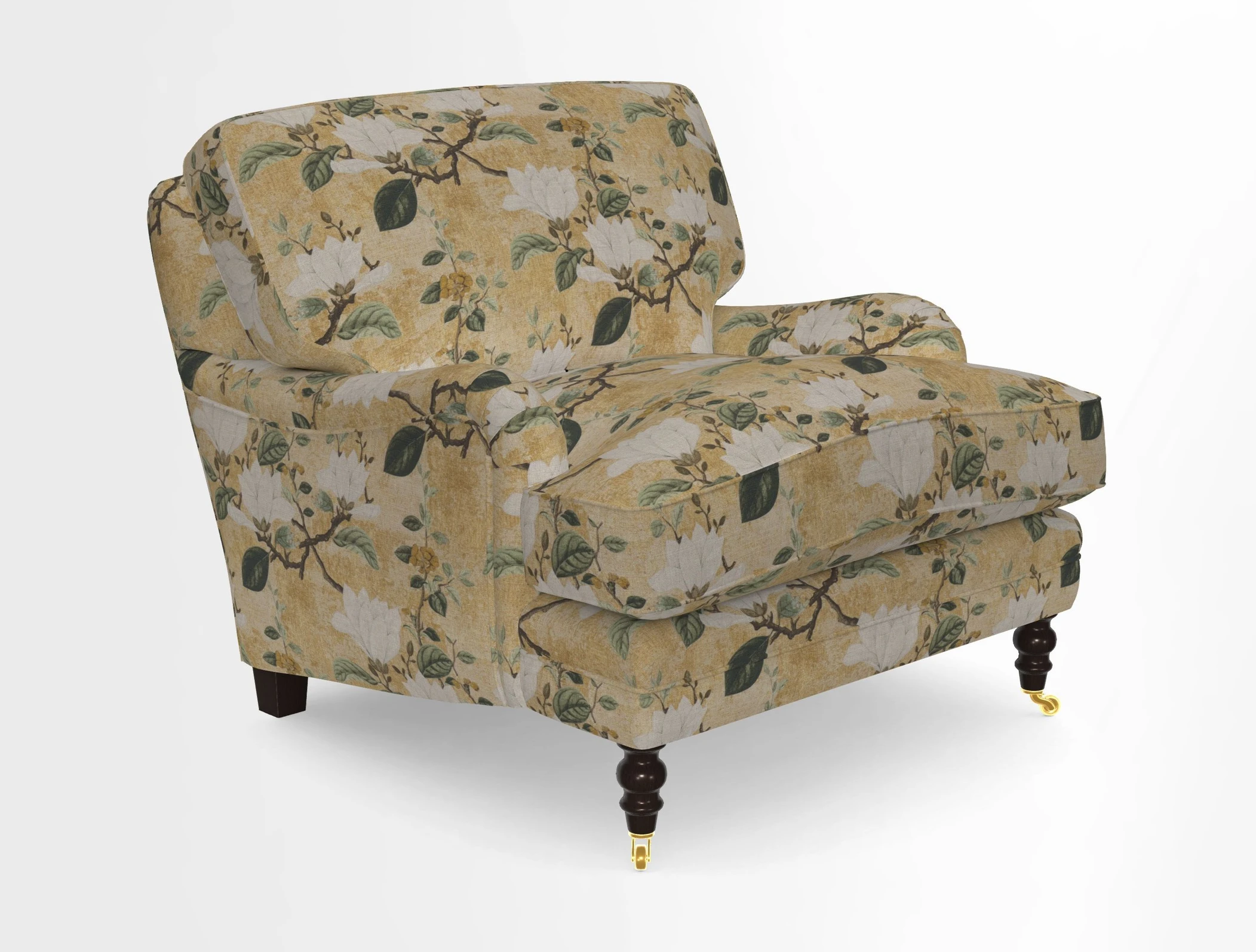 Coates Chair in RHS Gertrude Jekyll Lattice Blue with Seat and Back Cushions in Mohair Velvet Indigo