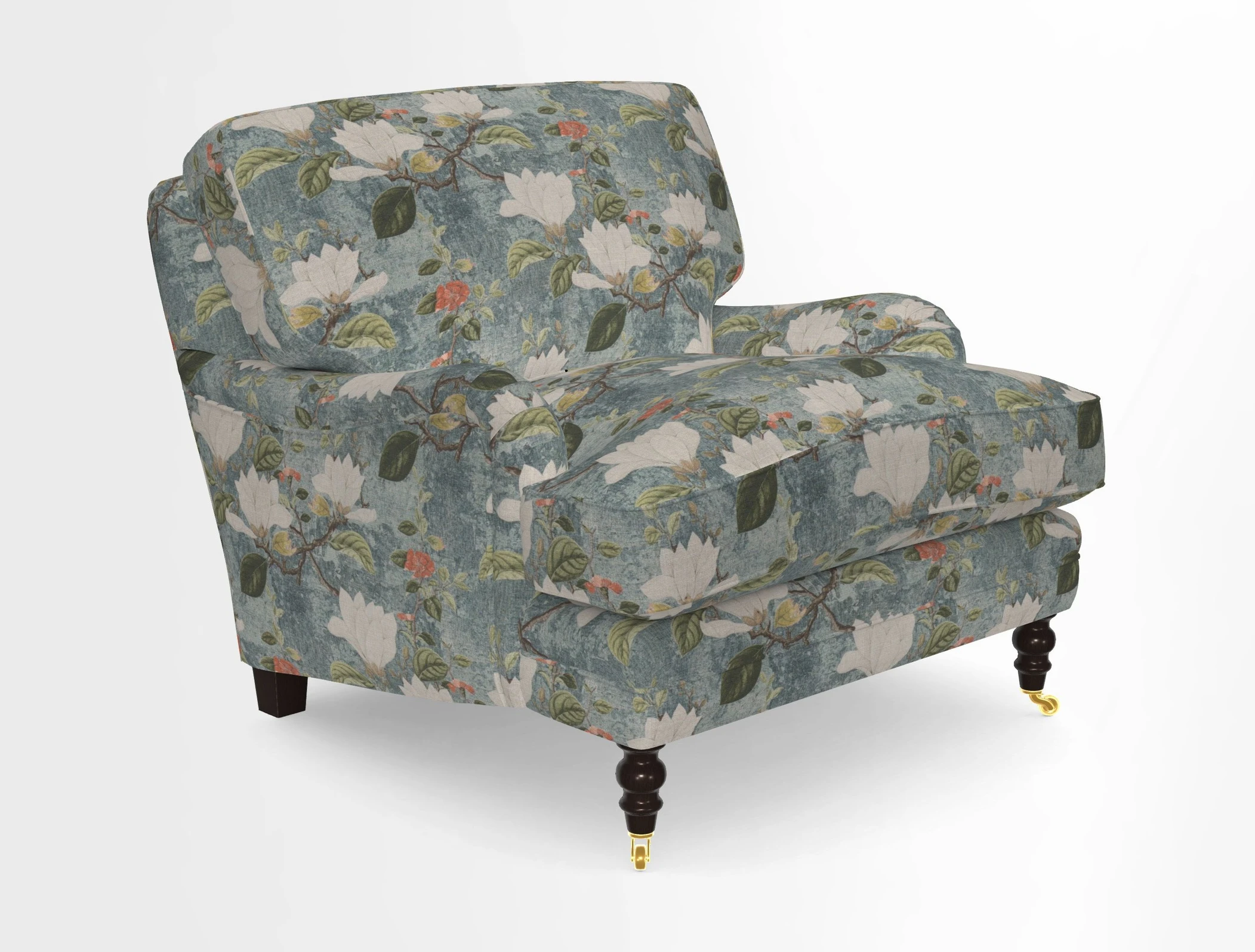 Coates Chair in RHS Gertrude Jekyll Lattice Blue with Seat and Back Cushions in Mohair Velvet Indigo