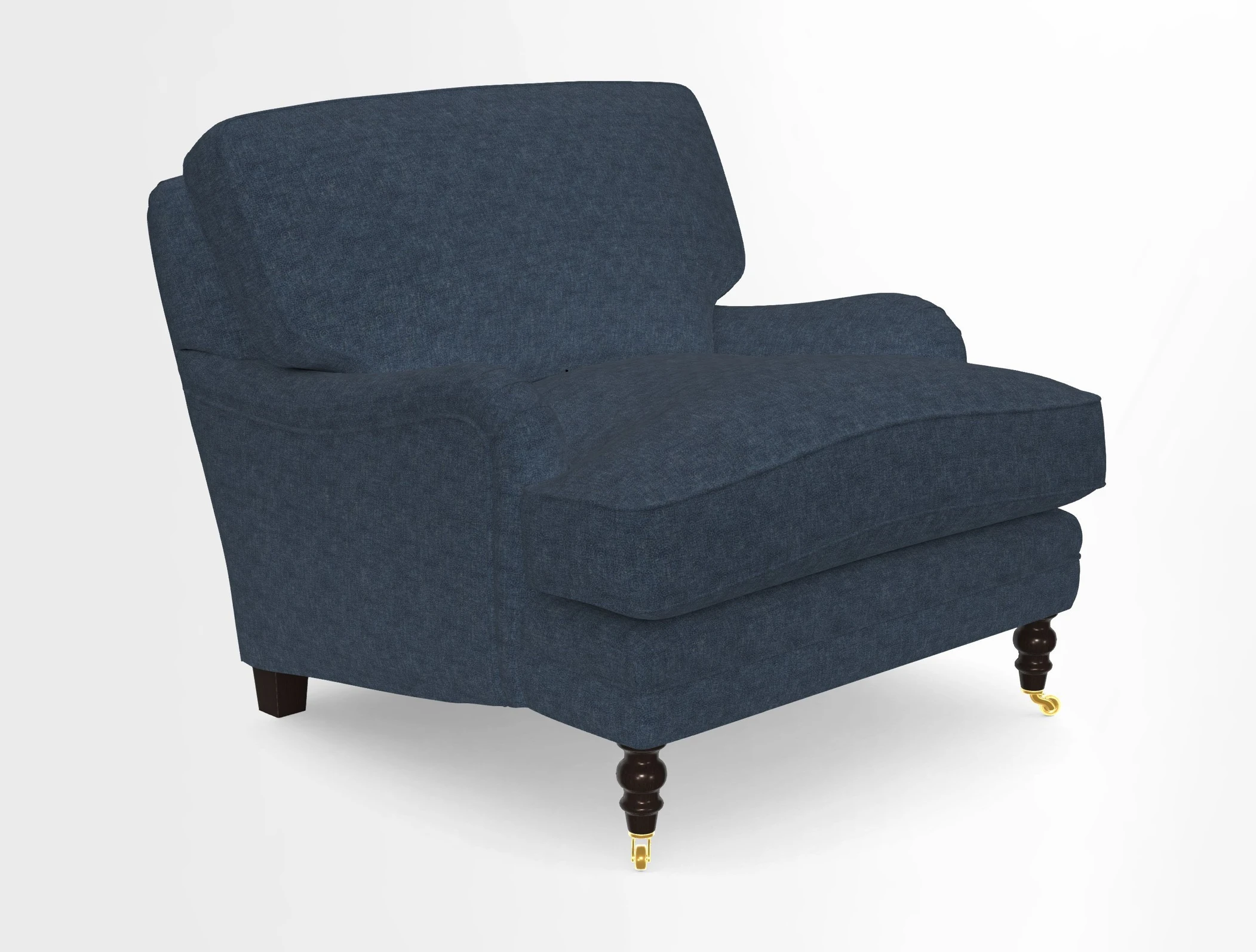 Coates Chair in RHS Gertrude Jekyll Lattice Blue with Seat and Back Cushions in Mohair Velvet Indigo