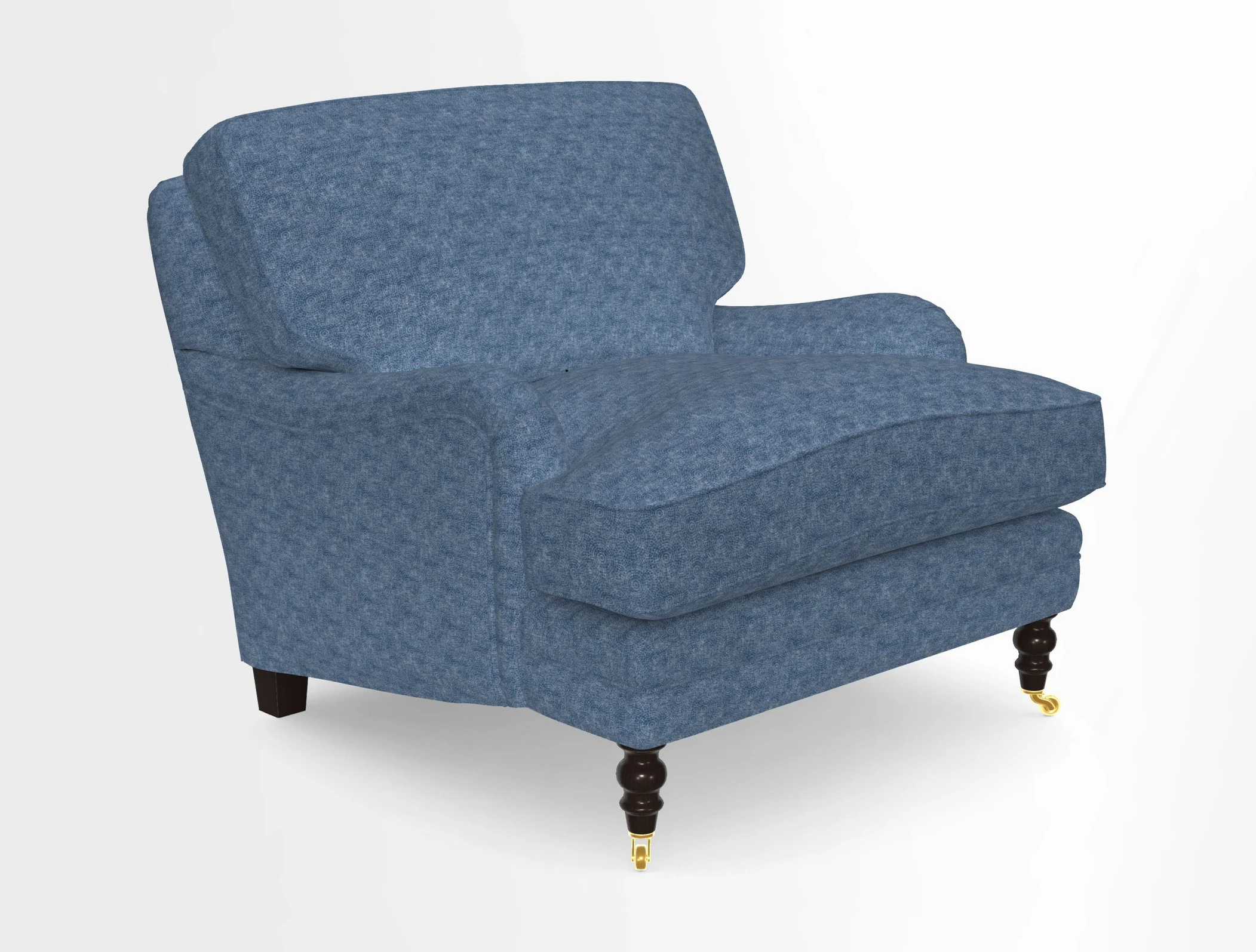 Coates Chair in RHS Gertrude Jekyll Lattice Blue with Seat and Back Cushions in Mohair Velvet Indigo