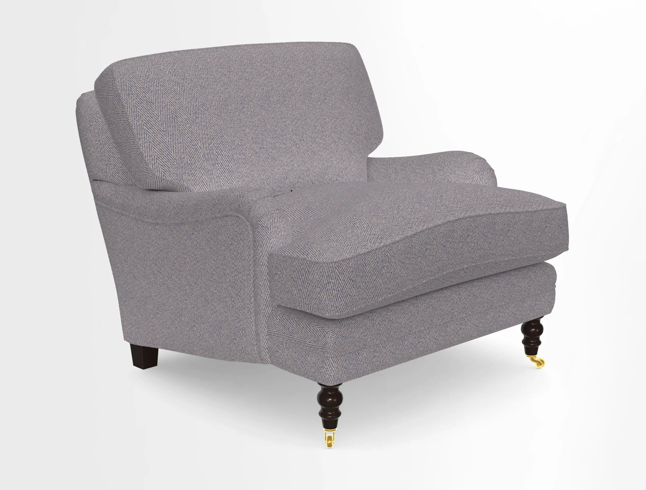 Coates Chair in RHS Gertrude Jekyll Lattice Blue with Seat and Back Cushions in Mohair Velvet Indigo