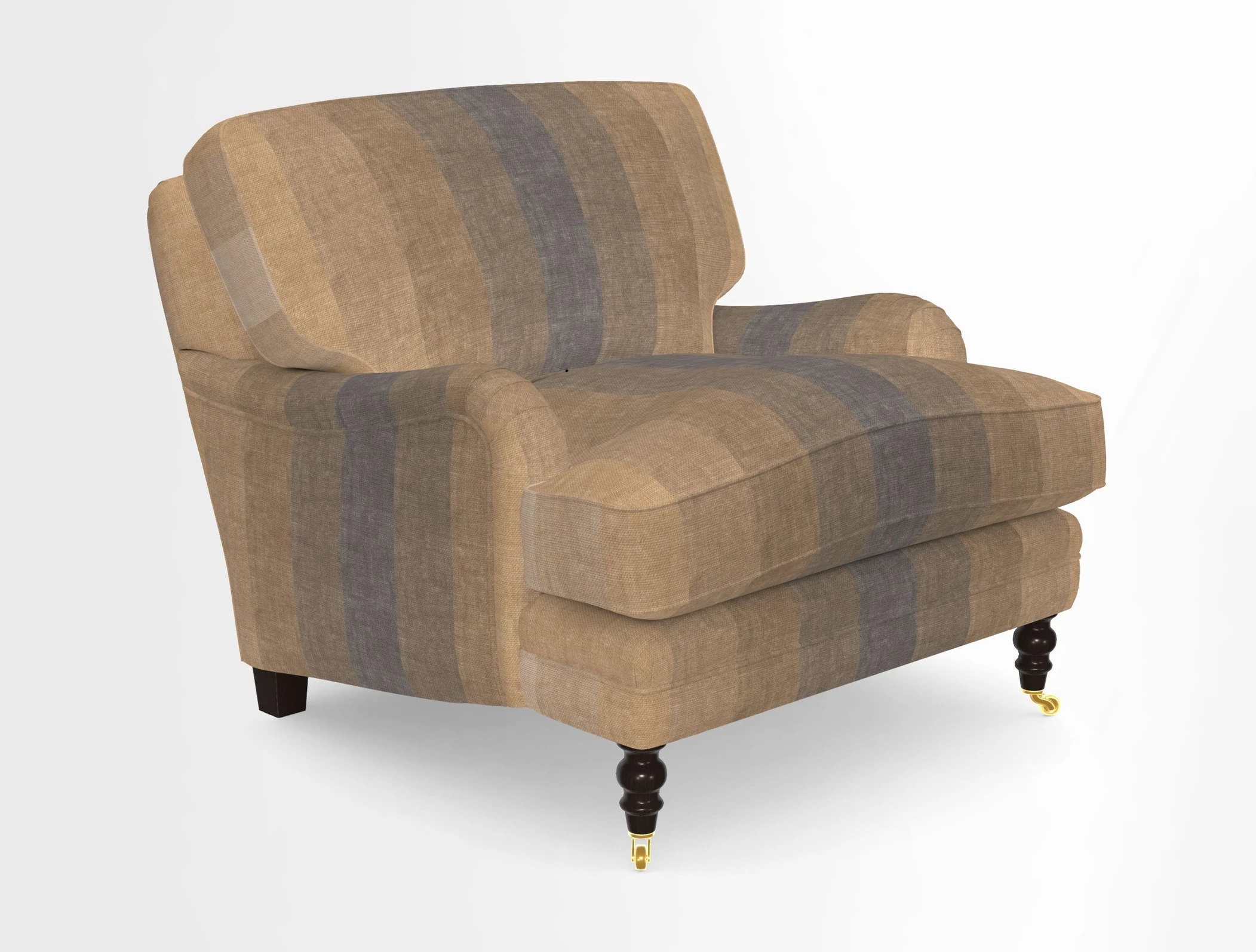 Coates Chair in RHS Gertrude Jekyll Lattice Blue with Seat and Back Cushions in Mohair Velvet Indigo