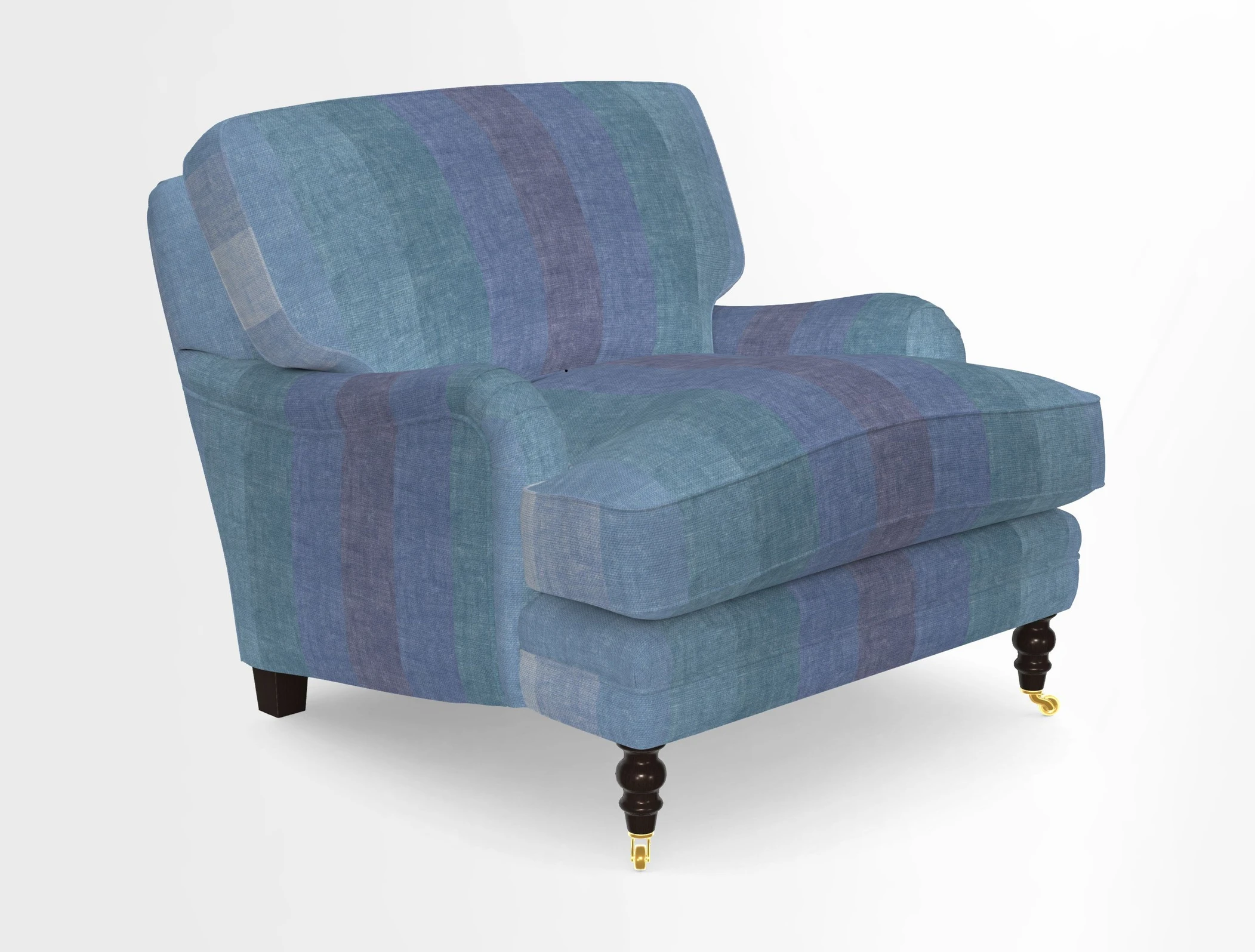 Coates Chair in RHS Gertrude Jekyll Lattice Blue with Seat and Back Cushions in Mohair Velvet Indigo