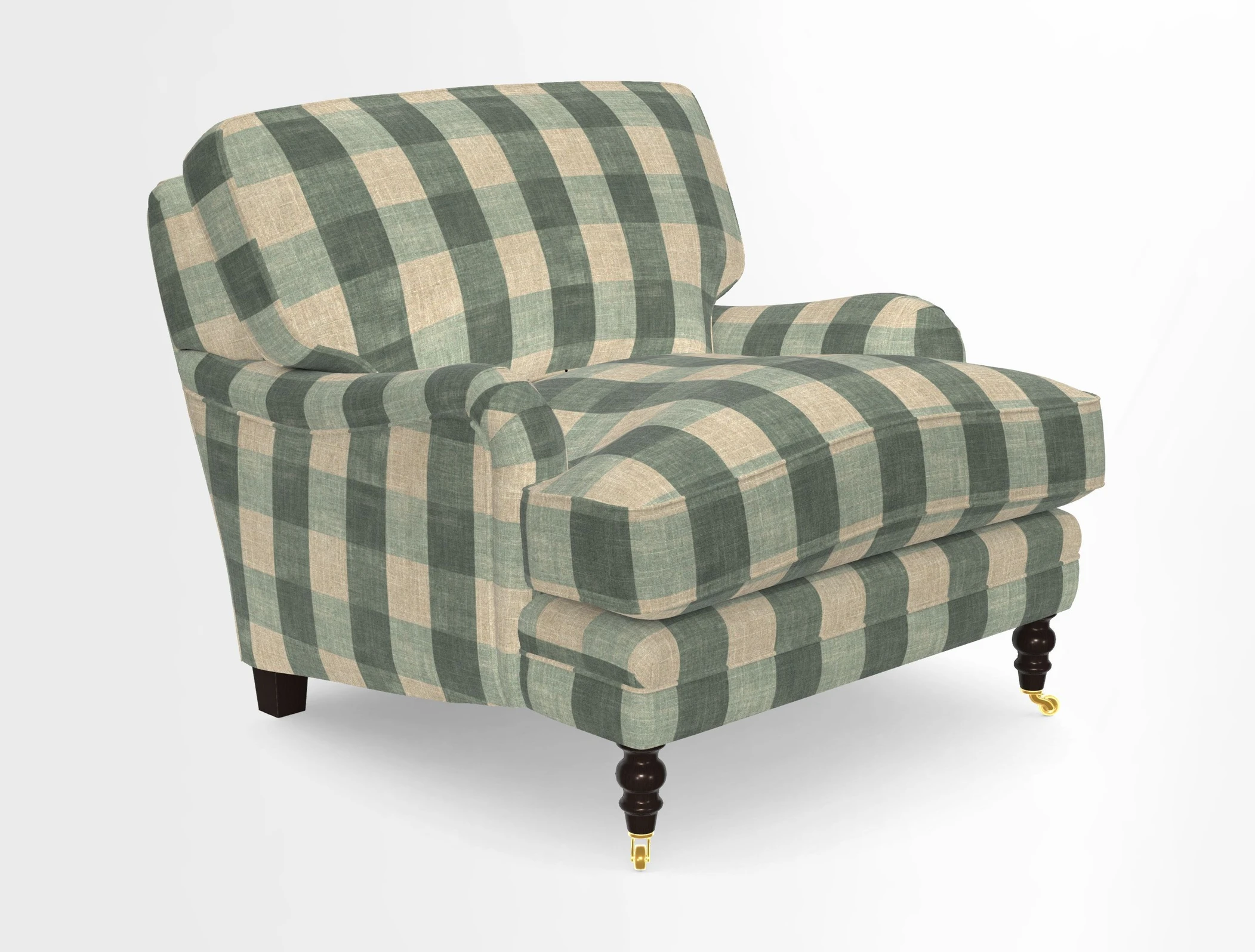 Coates Chair in RHS Gertrude Jekyll Lattice Blue with Seat and Back Cushions in Mohair Velvet Indigo