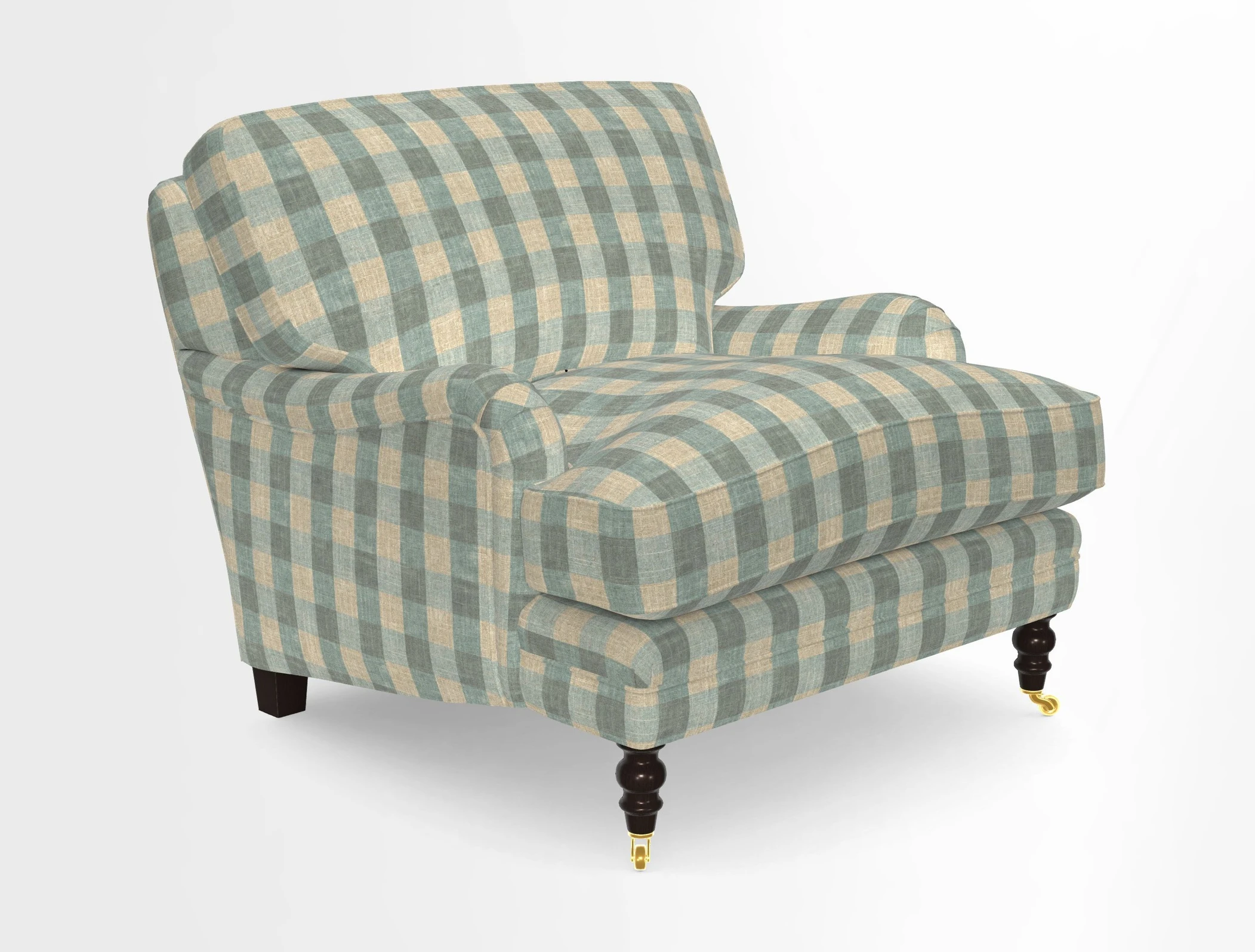 Coates Chair in RHS Gertrude Jekyll Lattice Blue with Seat and Back Cushions in Mohair Velvet Indigo