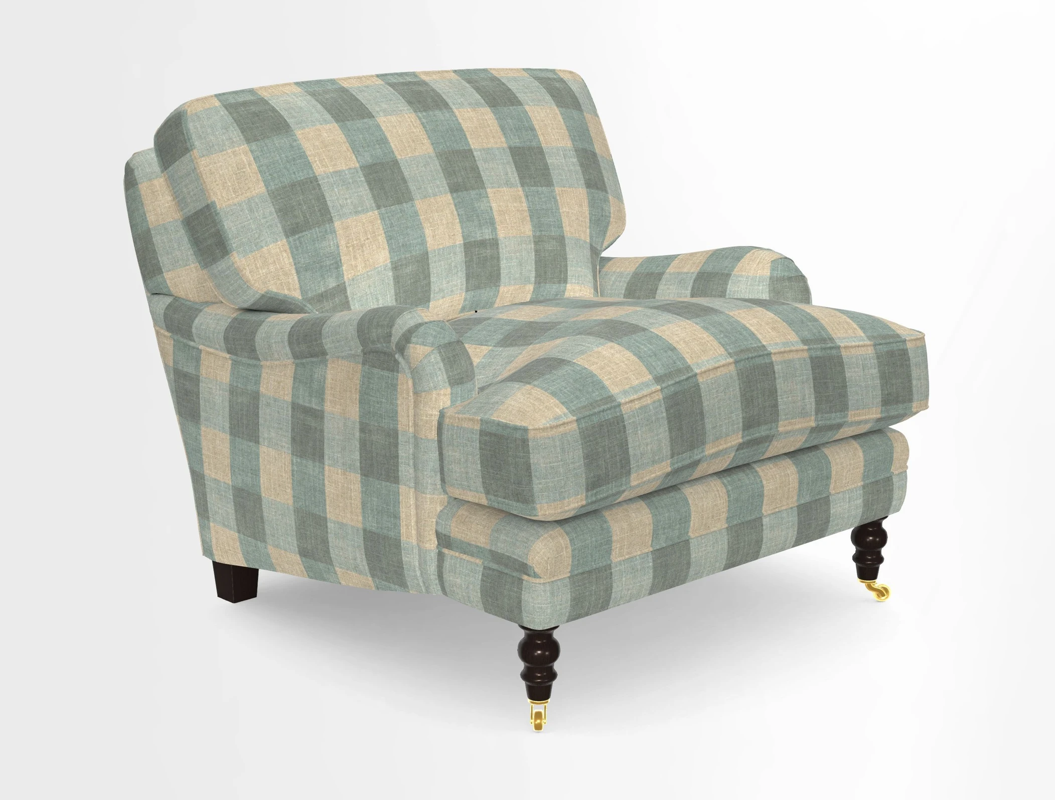 Coates Chair in RHS Gertrude Jekyll Lattice Blue with Seat and Back Cushions in Mohair Velvet Indigo