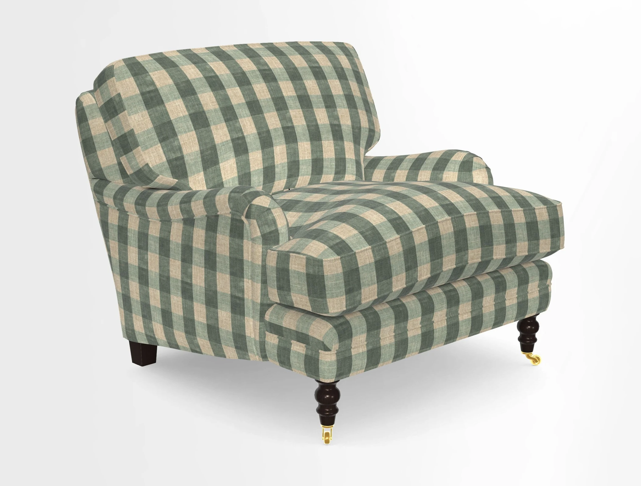 Coates Chair in RHS Gertrude Jekyll Lattice Blue with Seat and Back Cushions in Mohair Velvet Indigo